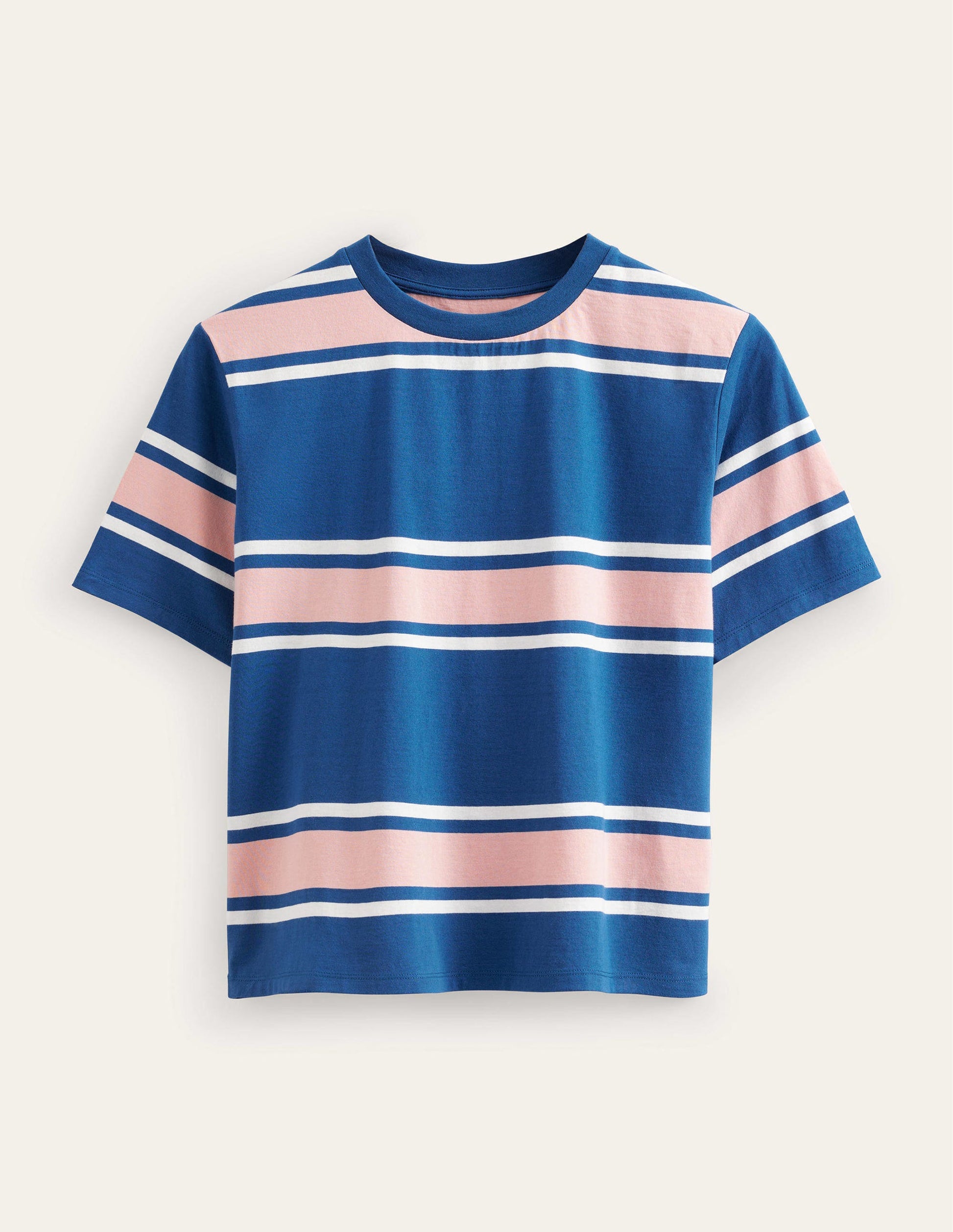 T-shirt carré à rayures-Rayé saphir/rose tendre-5