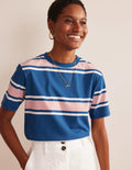 T-shirt carré à rayures-Rayé saphir/rose tendre