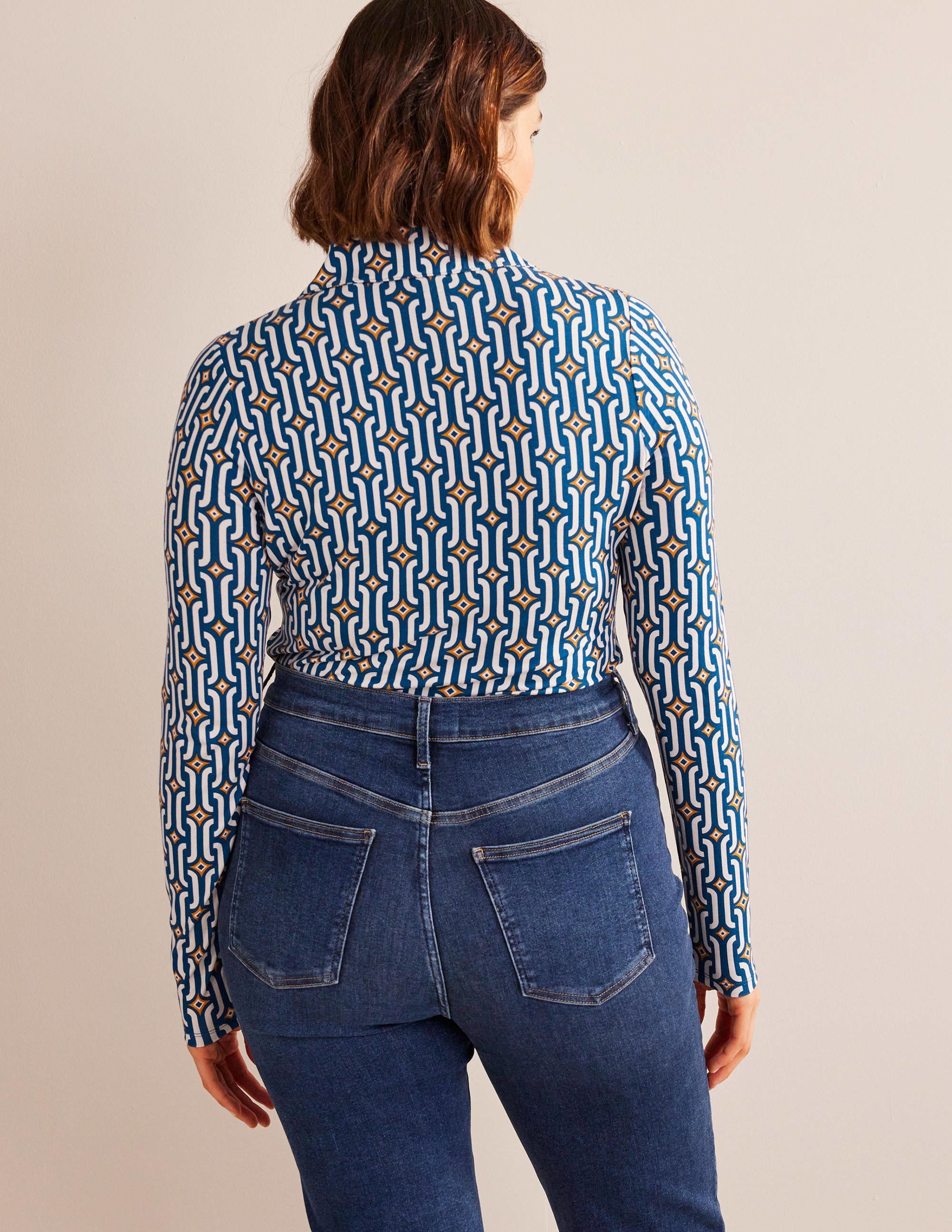 Printed Jersey Shirt-Sapphire Azure Geo - Image 6