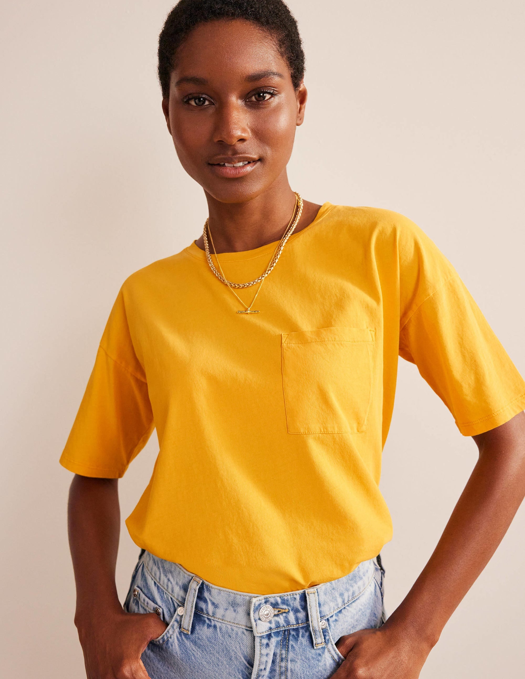 Vorgewaschenes Oversize-T-Shirt-Ringelblumengelb - Image 1
