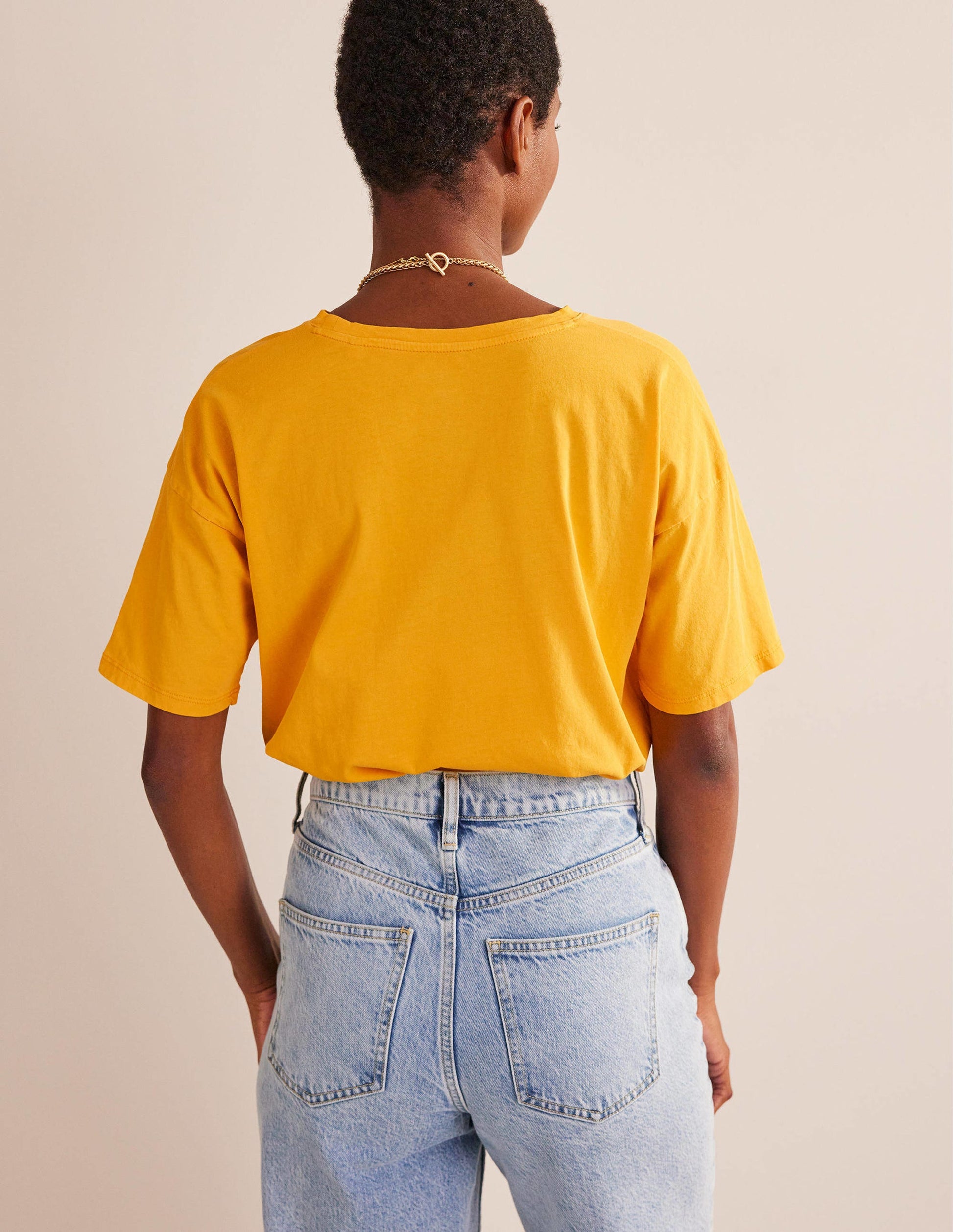 Vorgewaschenes Oversize-T-Shirt-Ringelblumengelb-3