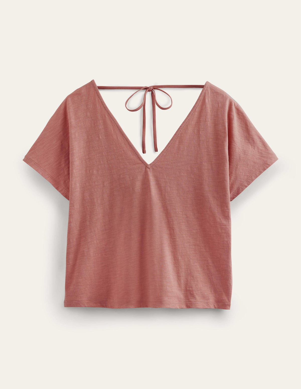 Jerseyoberteil mit V-Ausschnitt vorn und hinten-Zuckerwattenrosa-5