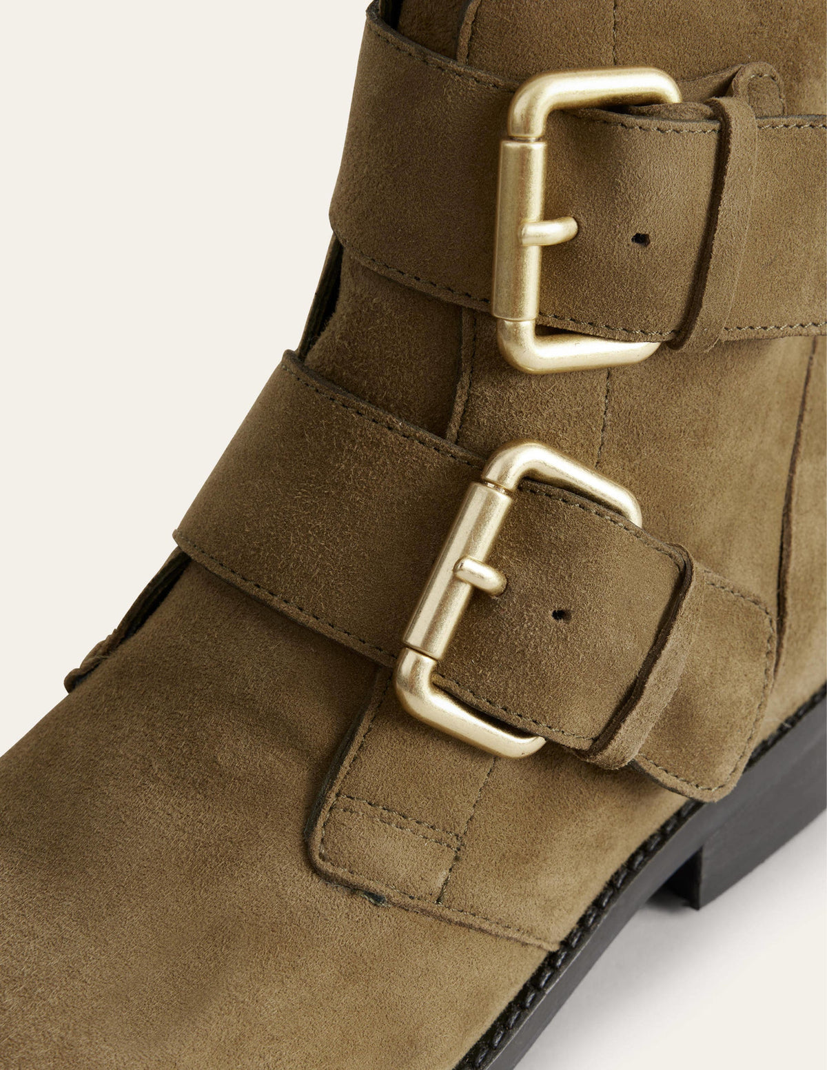 Stiefeletten mit Doppelschnalle-Dunkles Olivgrün - Image 3