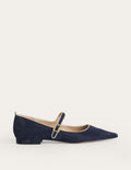 Riemchenschuhe mit spitzer Zehenpartie-Marineblau