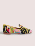 Bestickte Loafer mit Gobelinmuster-Papagei