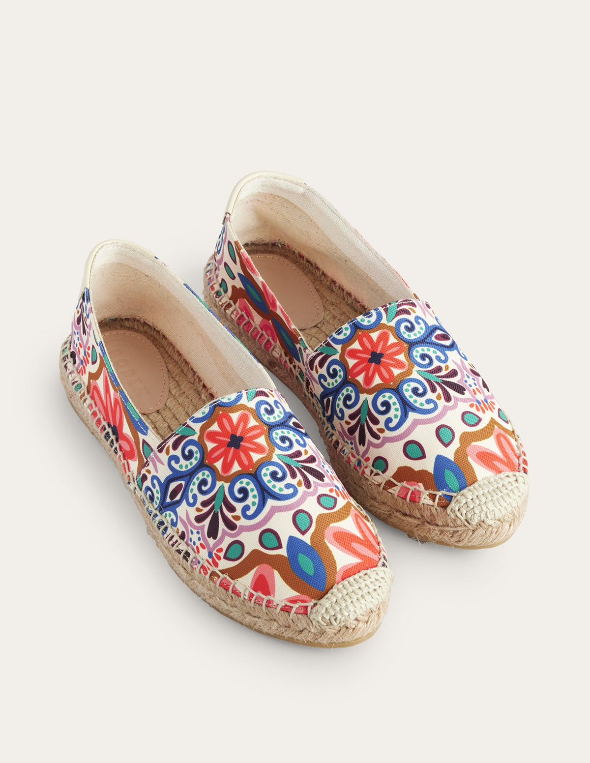 Klassische Espadrilles mit flacher Sohle-Naturweiß, Gobelinmuster - Image 2