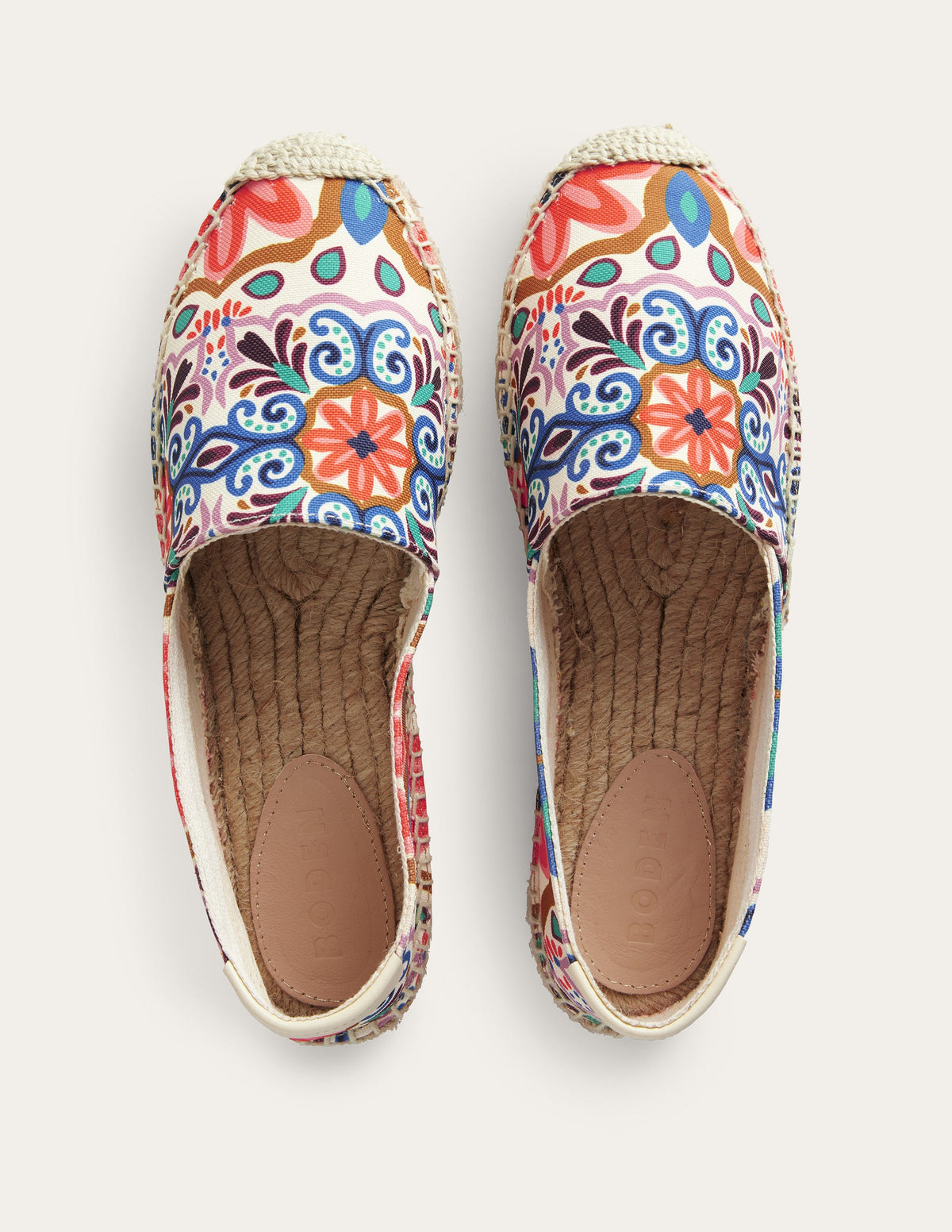 Klassische Espadrilles mit flacher Sohle-Naturweiß, Gobelinmuster - Image 4