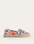 Klassische Espadrilles mit flacher Sohle-Naturweiß, Gobelinmuster