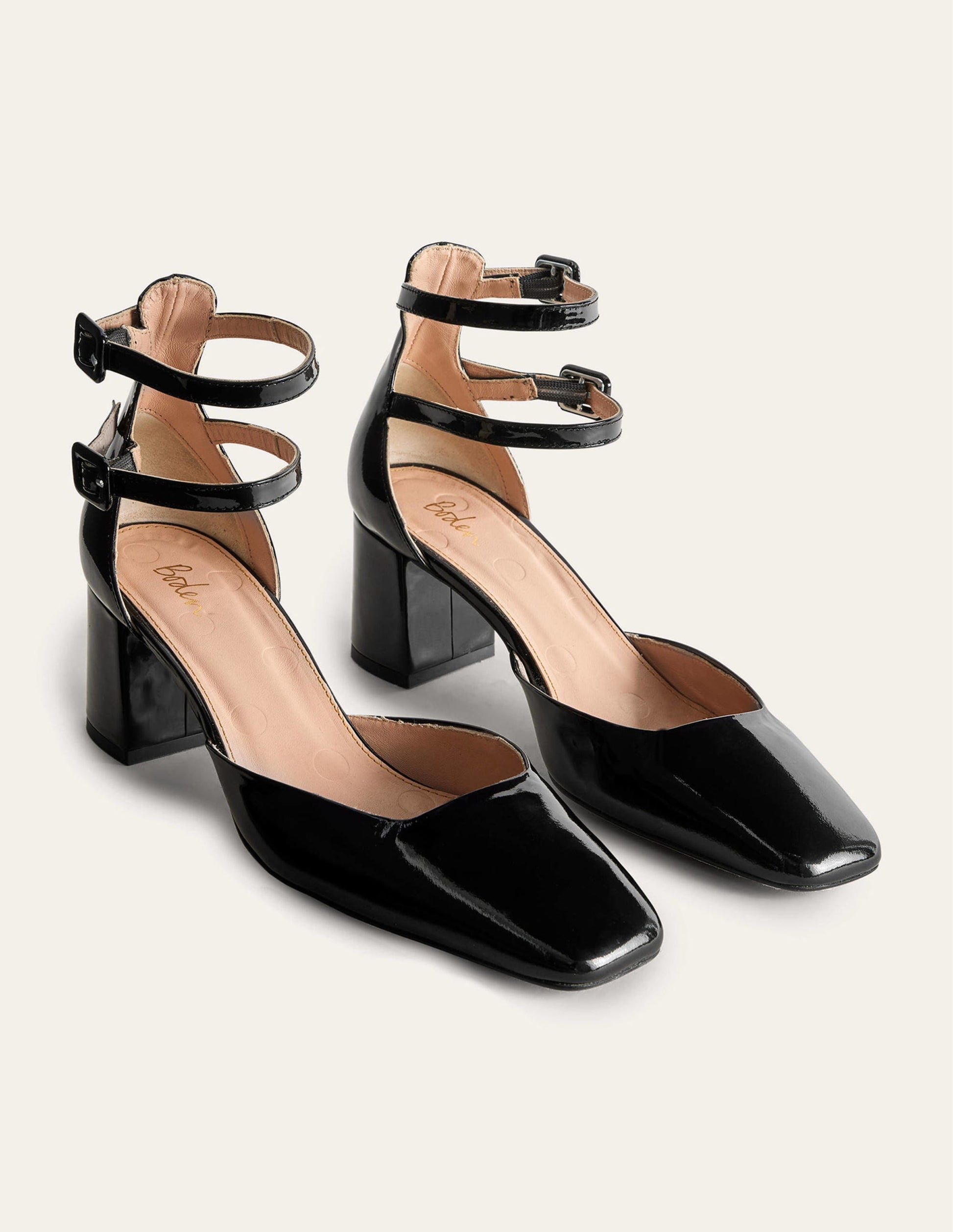 Lackleder-Pumps mit Blockabsatz-Schwarz-3
