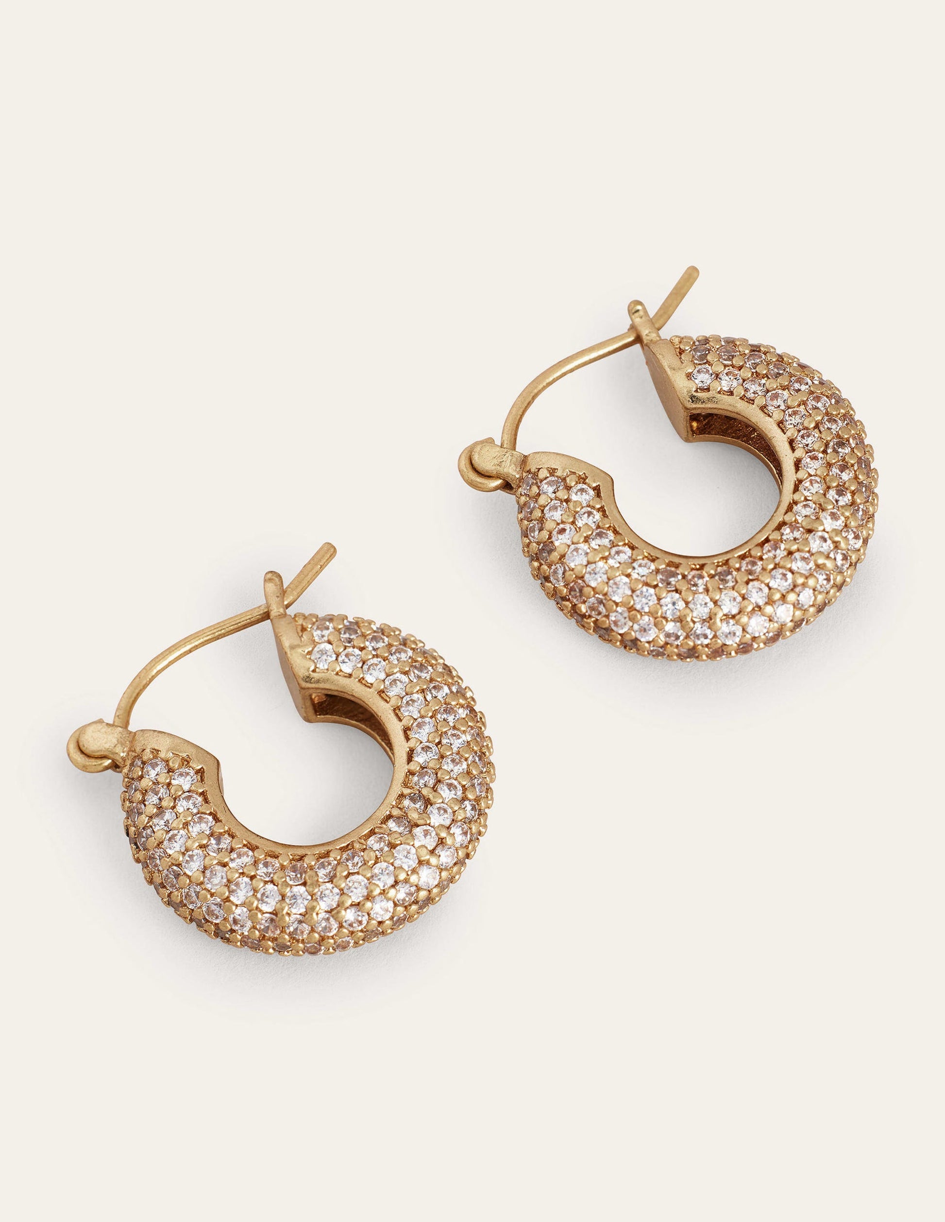 Pavé Hoop Earrings-Gold-1