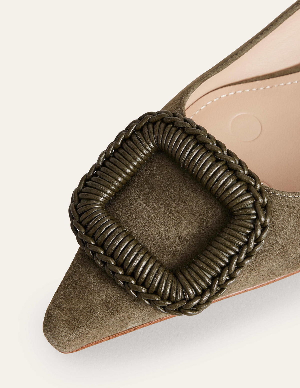 Pointed Ballet Flats-Deep Olive Suede - Image 3