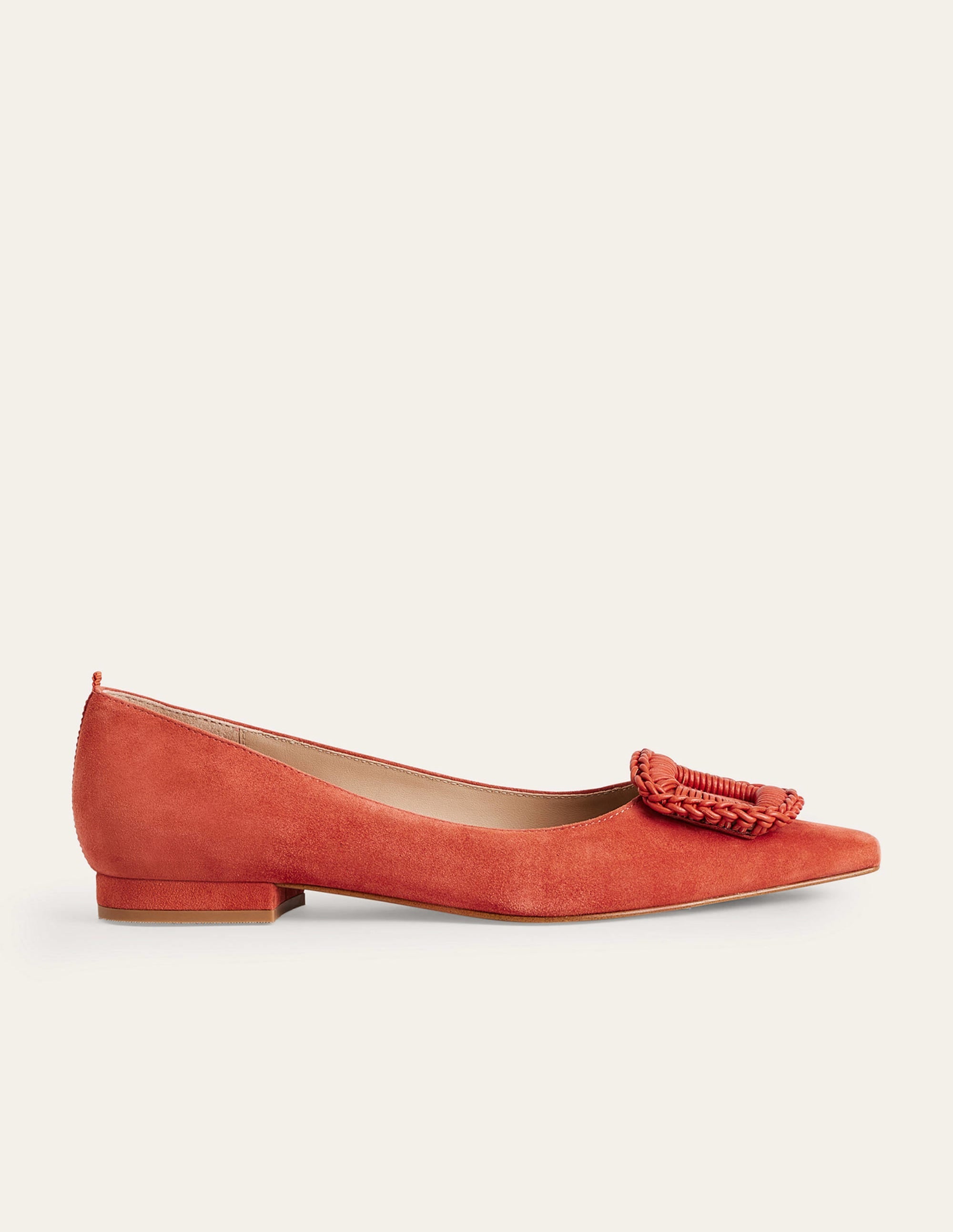 Spitz zulaufende Ballerinas-Tomatenrot, Veloursleder - Image 1