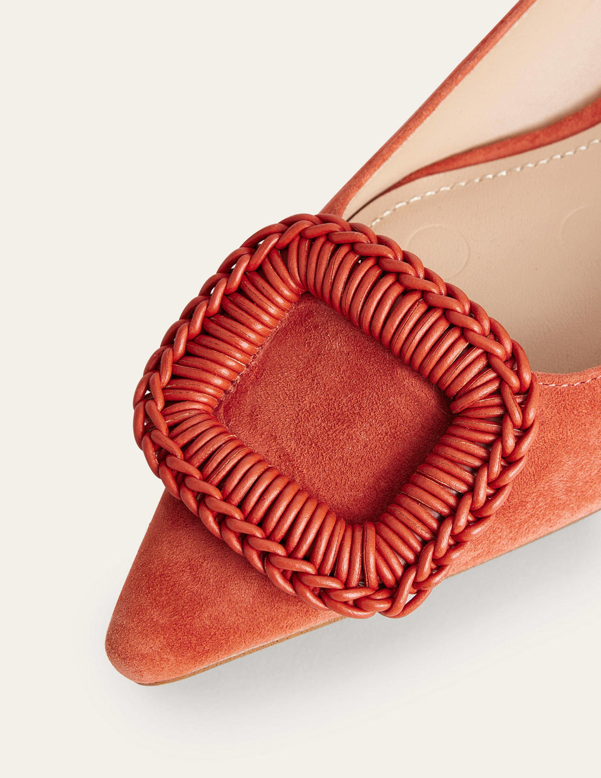 Spitz zulaufende Ballerinas-Tomatenrot, Veloursleder - Image 3