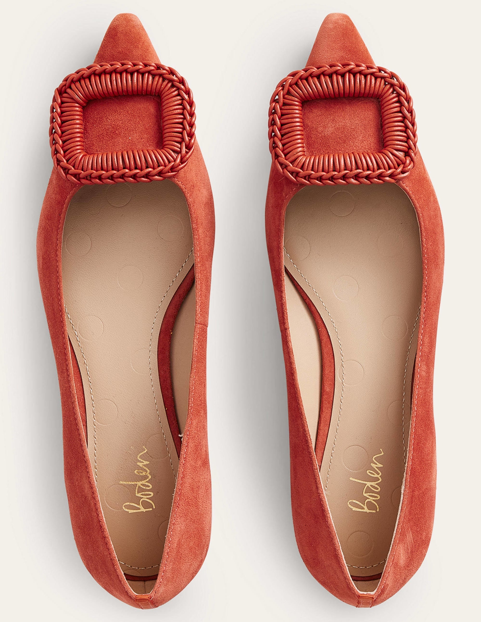 Spitz zulaufende Ballerinas-Tomatenrot, Veloursleder - Image 4