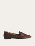 Mocassins à bout pointu-Daim chocolat