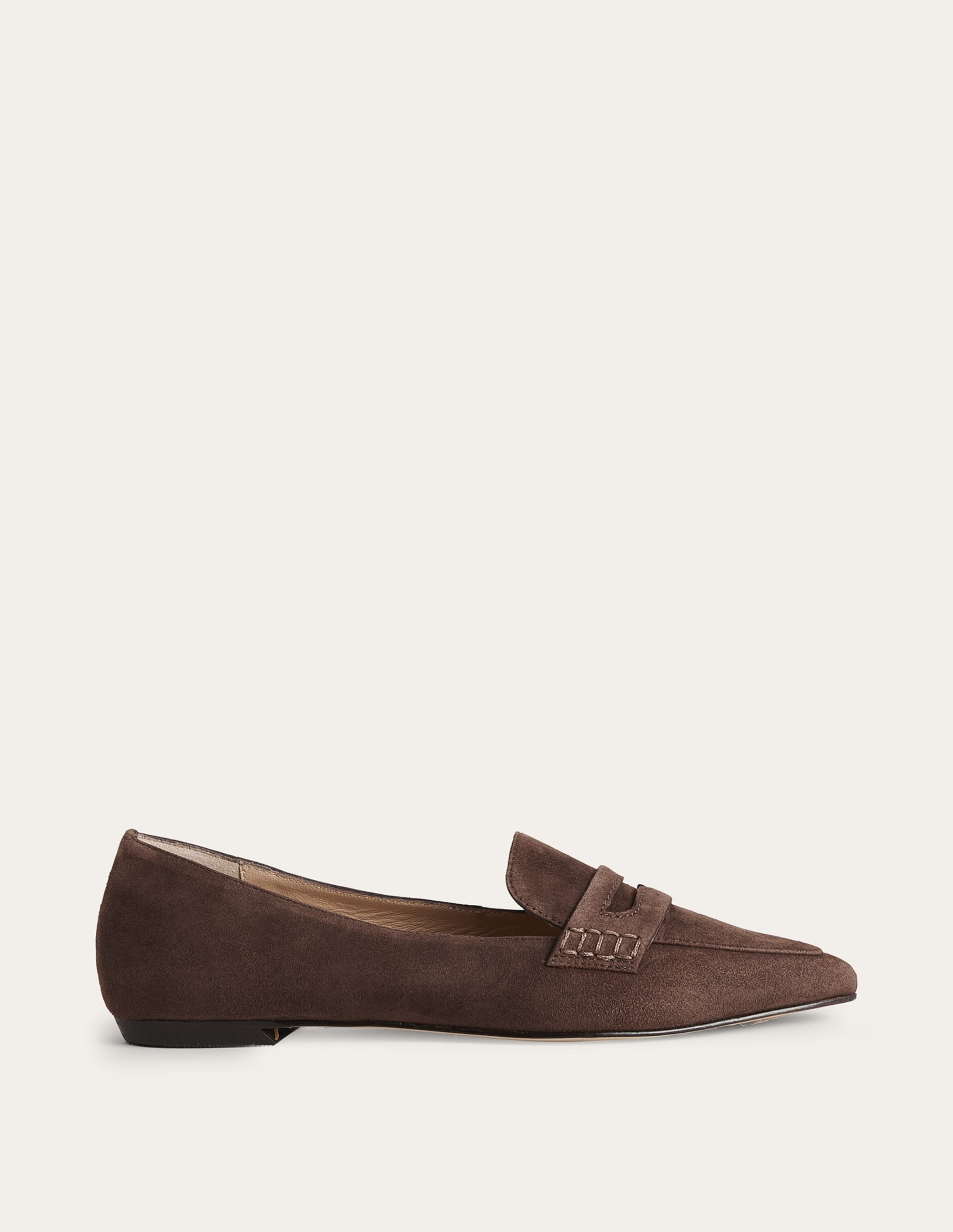 Mocassins à bout pointu-Daim chocolat - Image 1