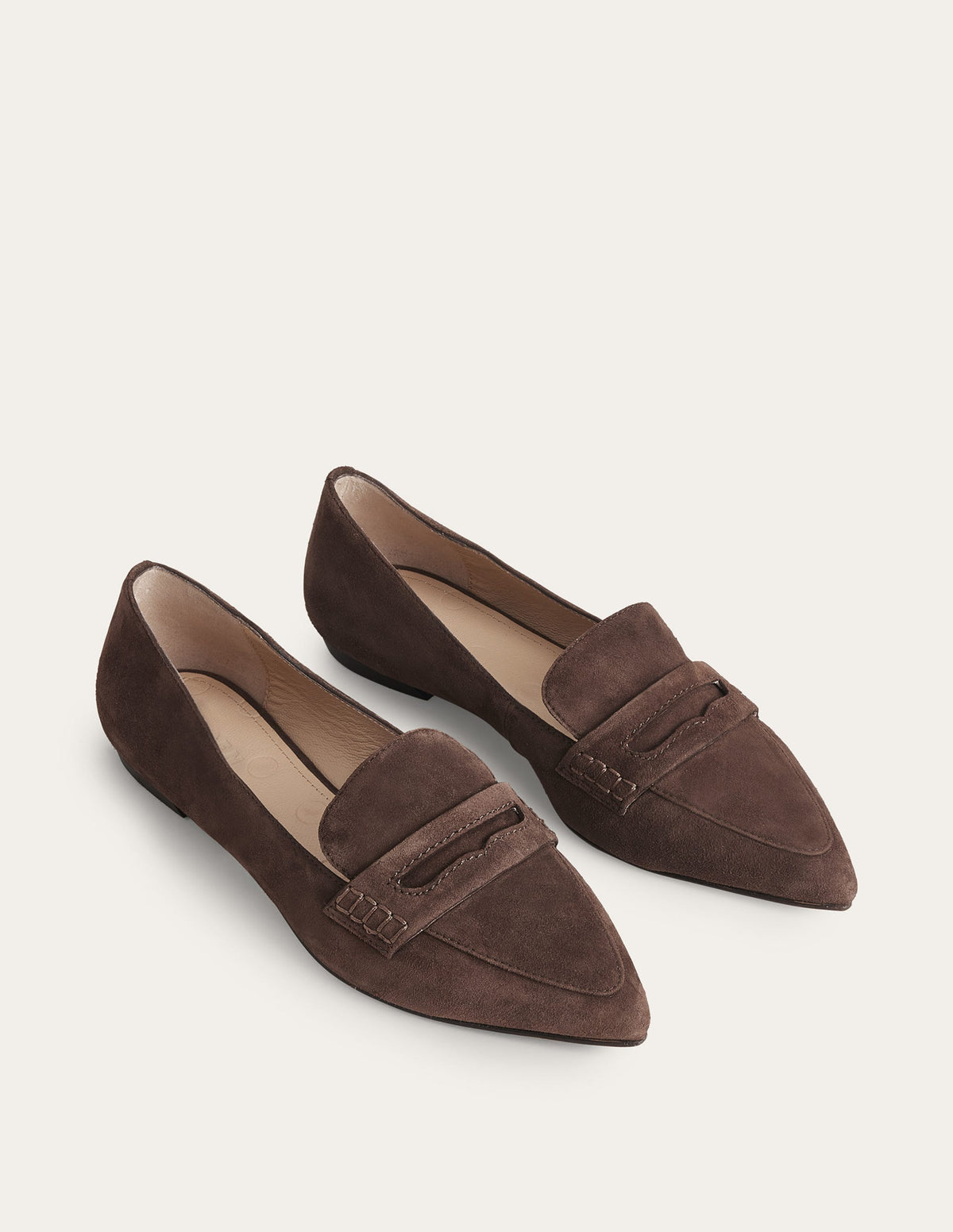 Mocassins à bout pointu-Daim chocolat - Image 2