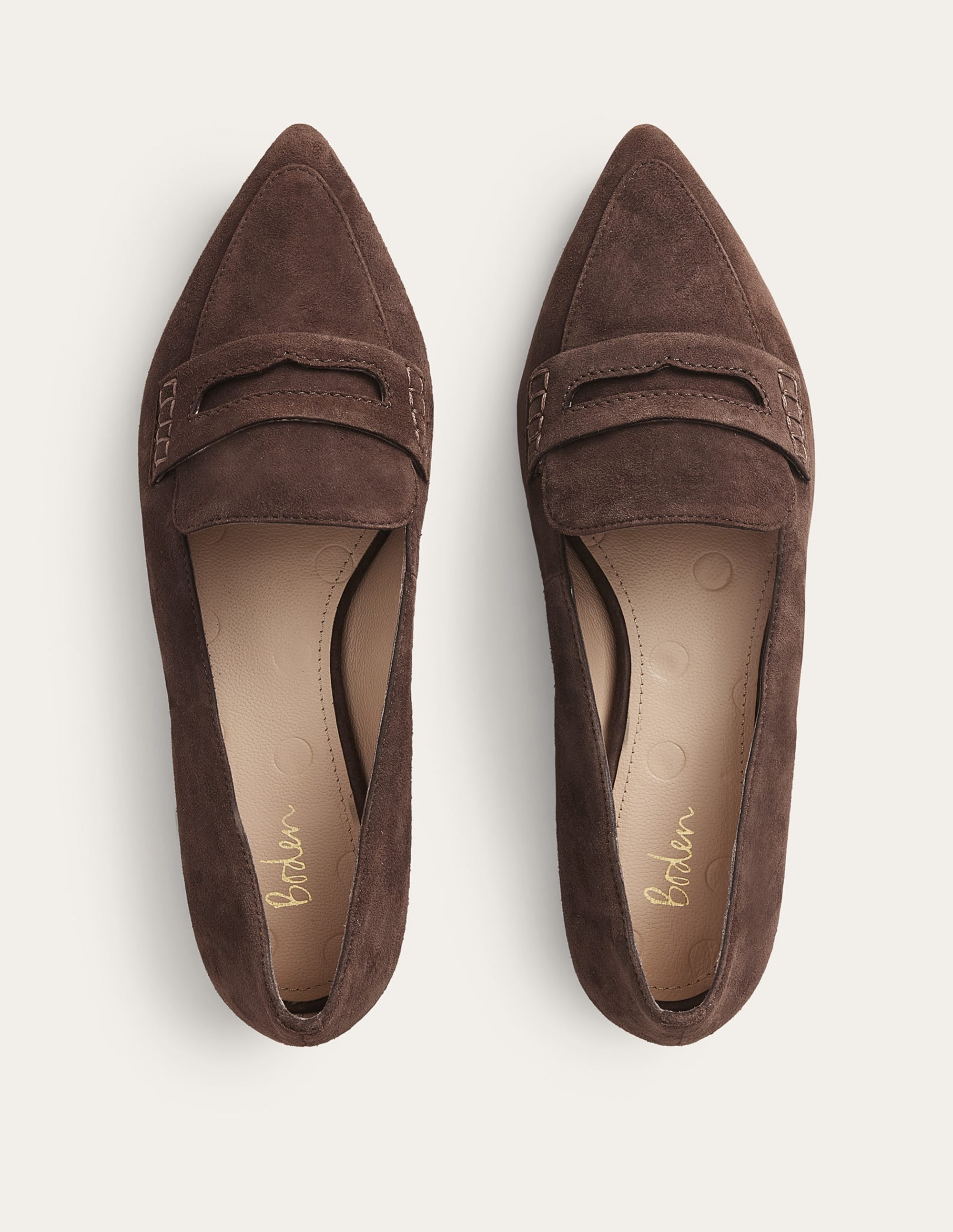 Mocassins à bout pointu-Daim chocolat - Image 4