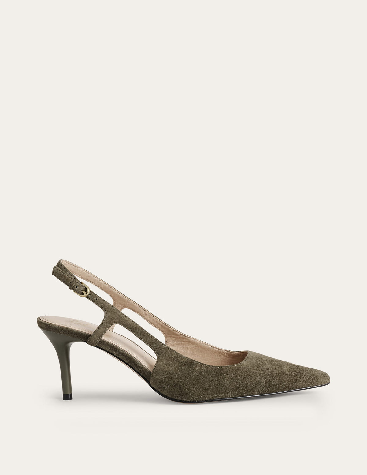 Riemchenpumps mit Cut-out-Dunkles Olivgrün, Veloursleder - Image 1