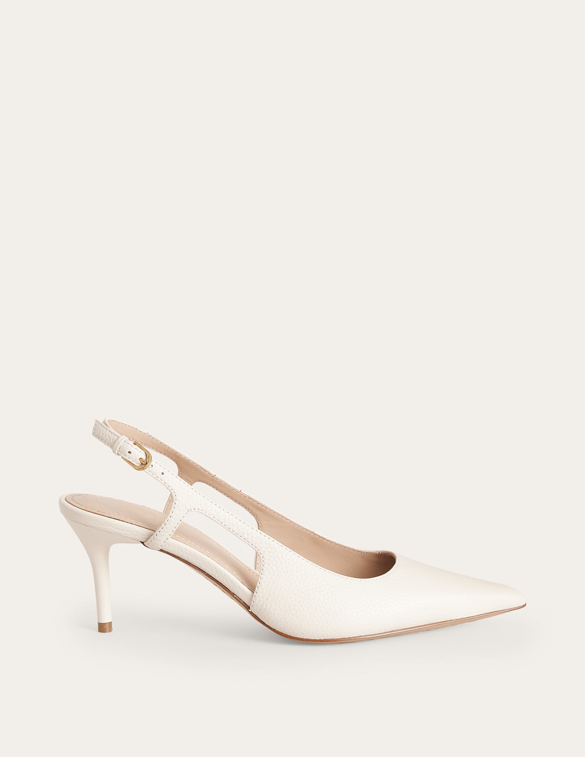 Riemchenpumps mit Cut-out-Creme, Walkleder - Image 2
