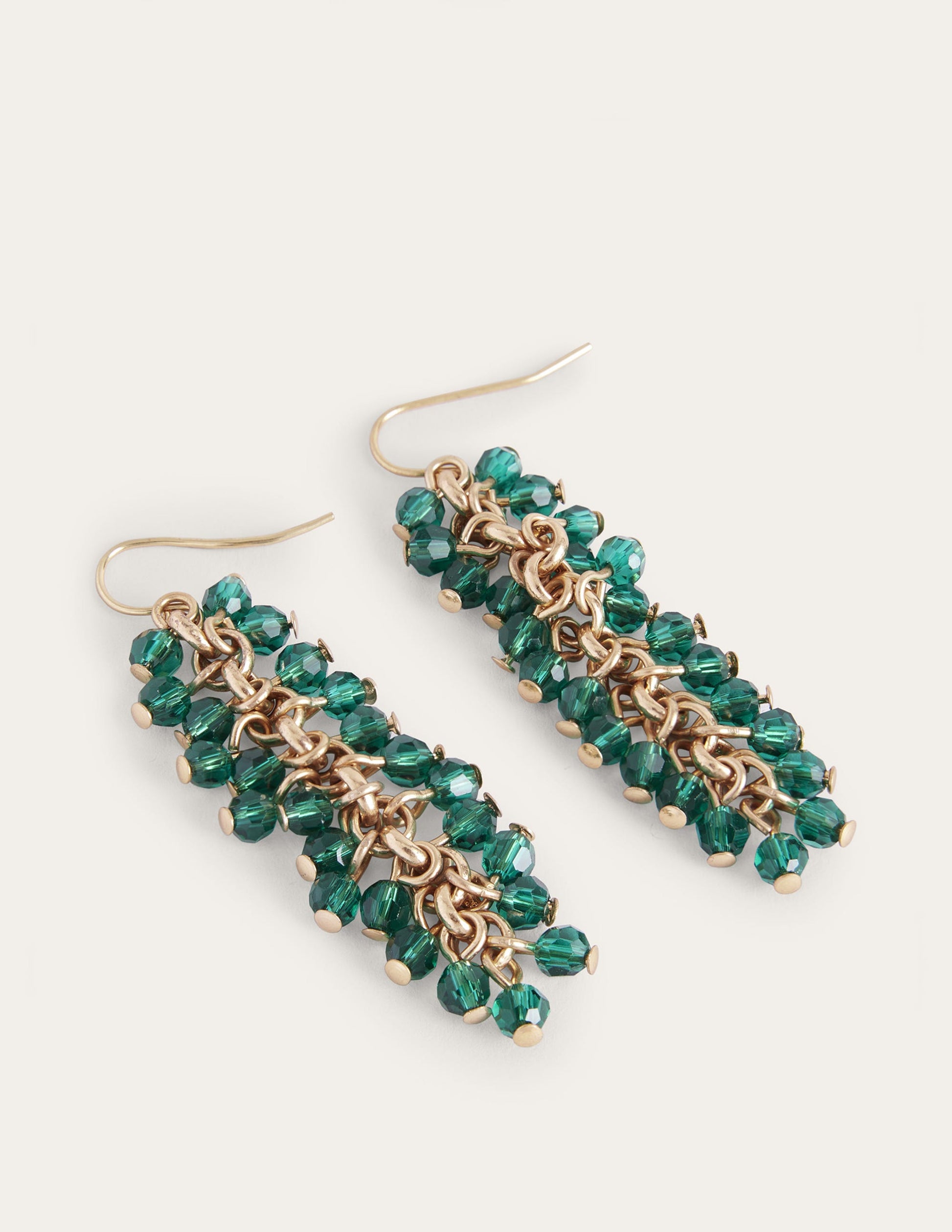 Boucles d'oreilles pendantes en perles-Vert-2