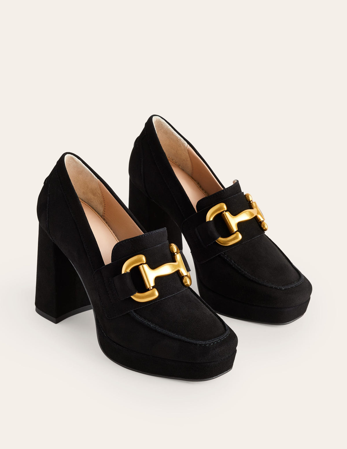 Iris Loafer mit Trensendetail und Plateausohle-Schwarz, Veloursleder-3