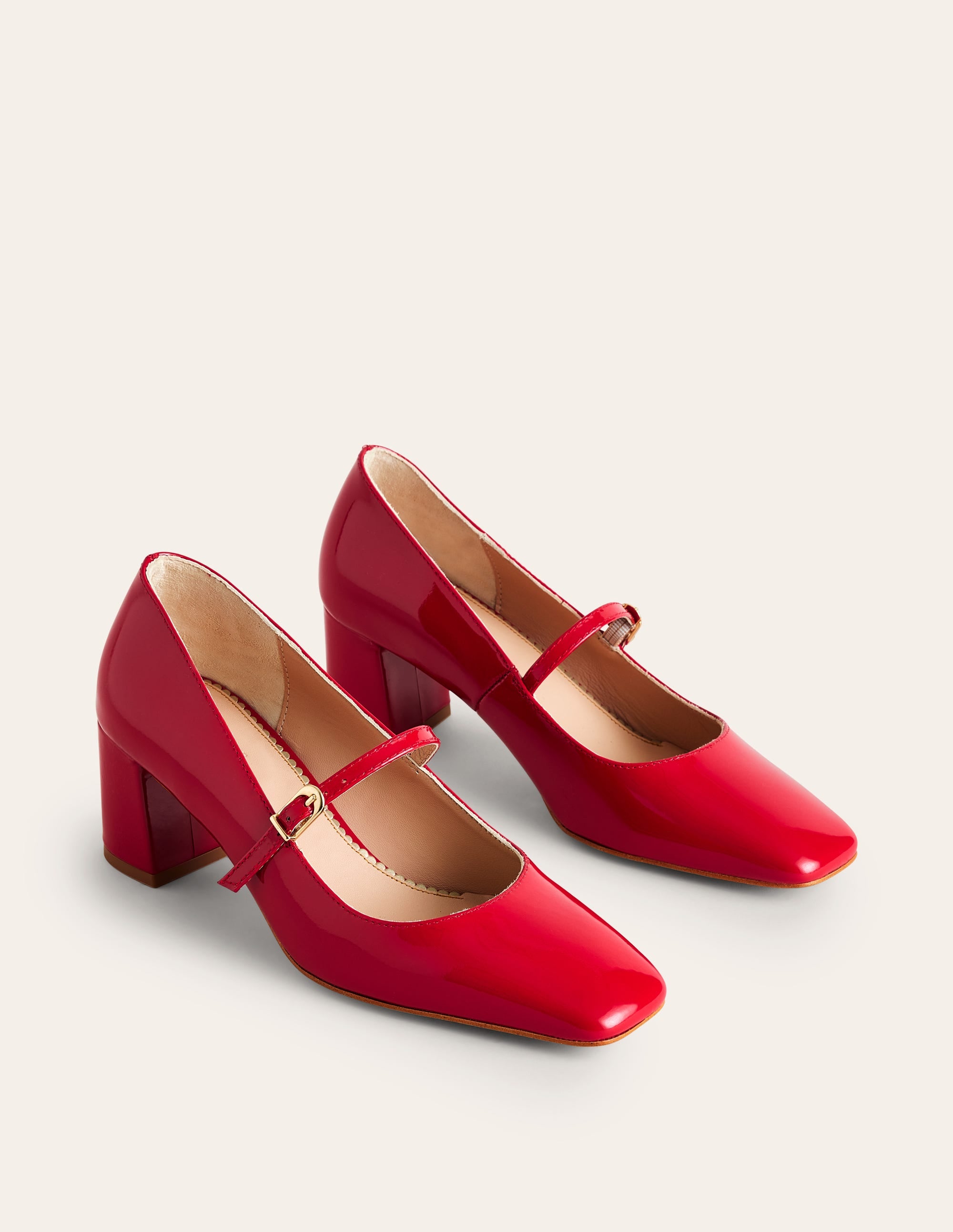 Babies à talons carrés-Verni rouge coquelicot - Image 3