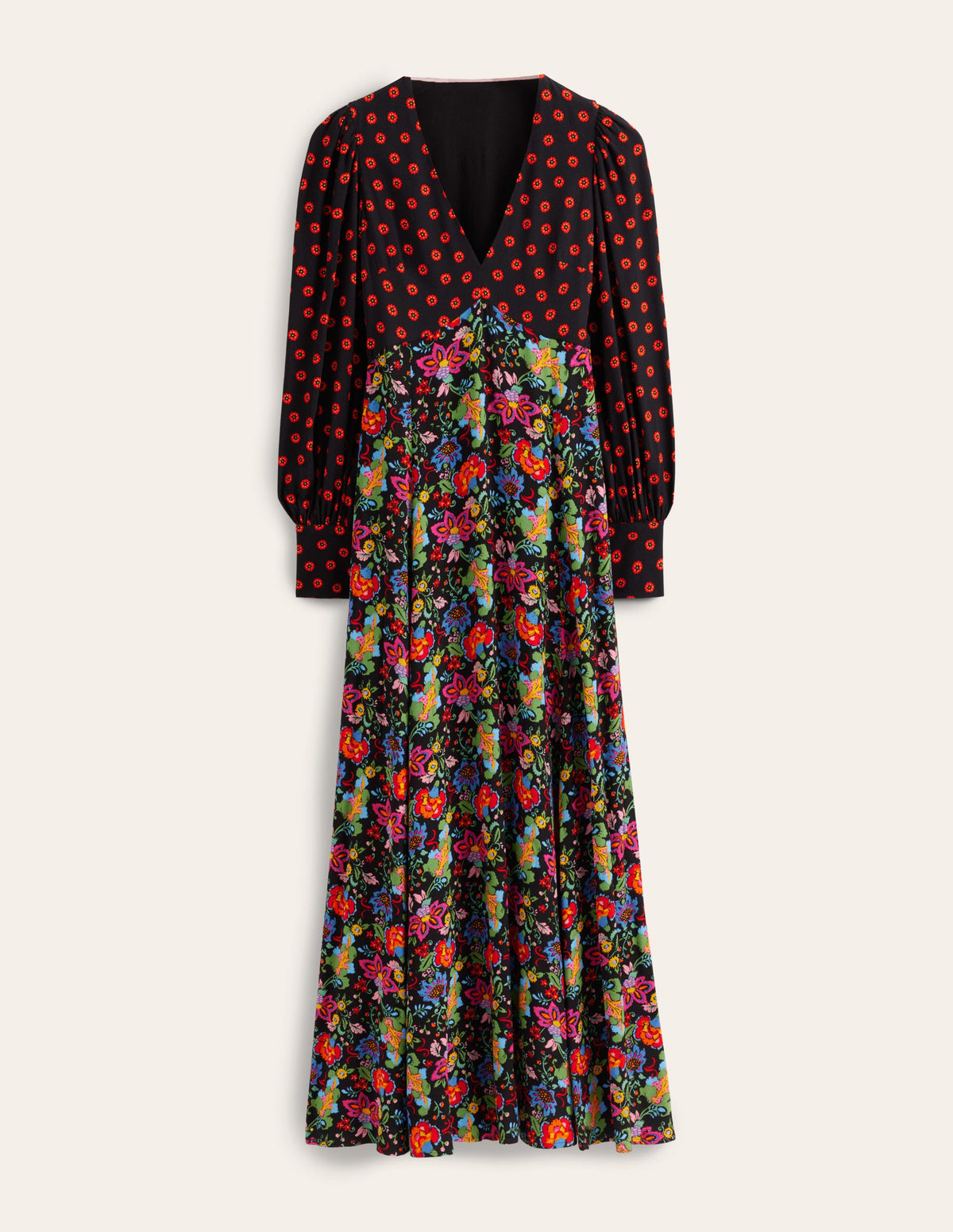 Maxikleid in Empire-Form mit V-Ausschnitt-Schwarz, Nelkengarten - Image 5