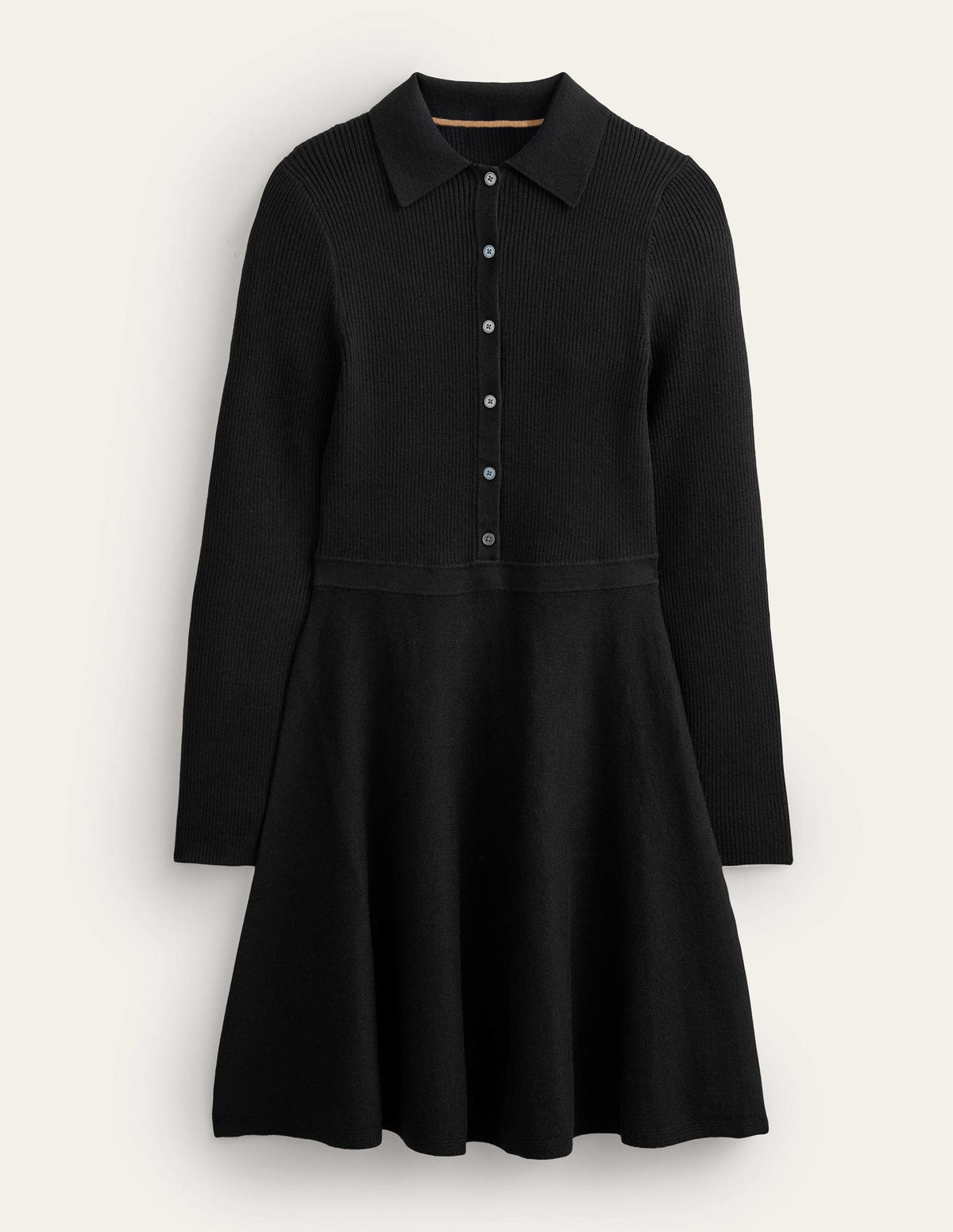 Mini-Strickkleid mit Rippdetails-Schwarz-5