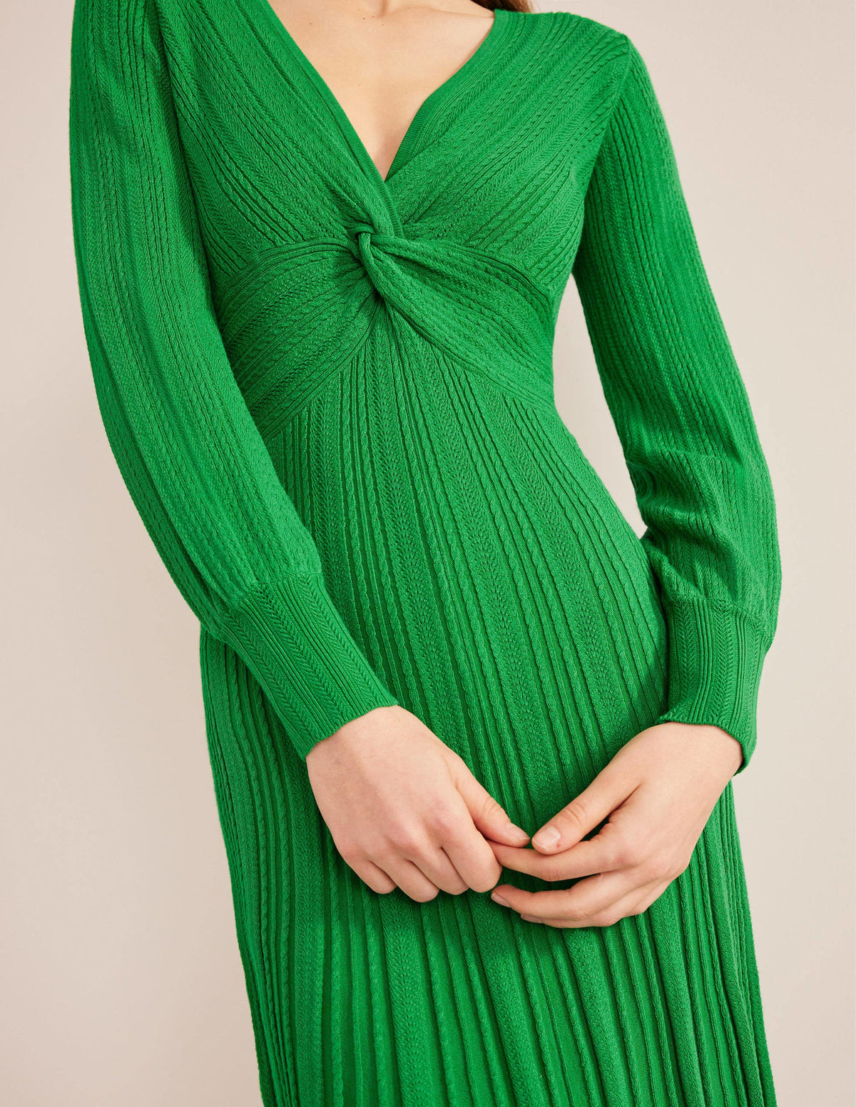 Strick-Midikleid mit Twistdetail-Schottengrün - Image 5