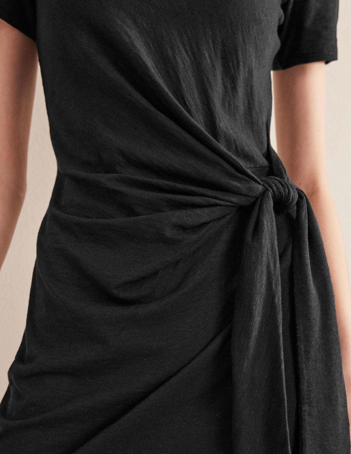 Knot Front Jersey Dress-Black-2