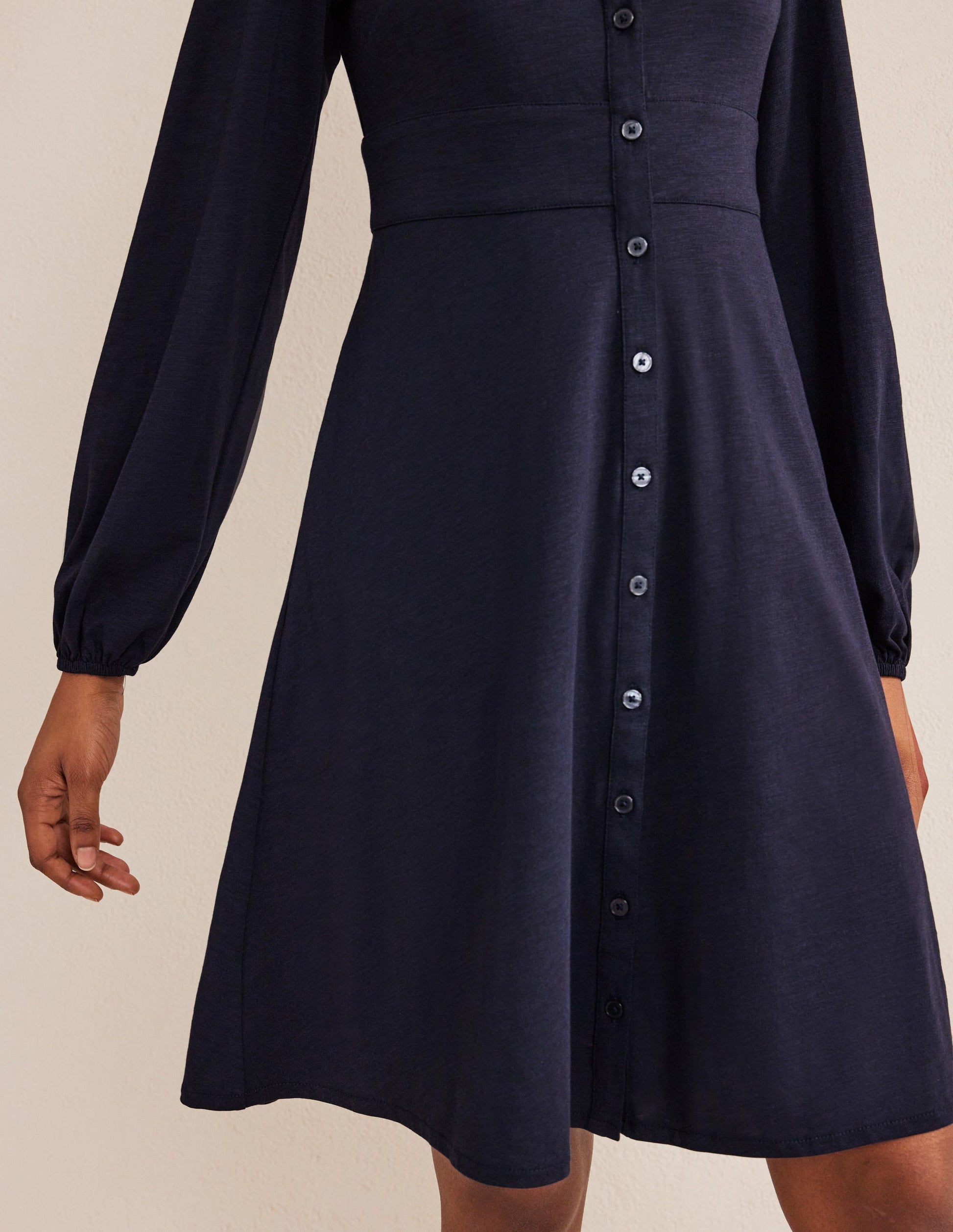 Minikleid aus Jersey mit Knopfleiste-Marineblau-4