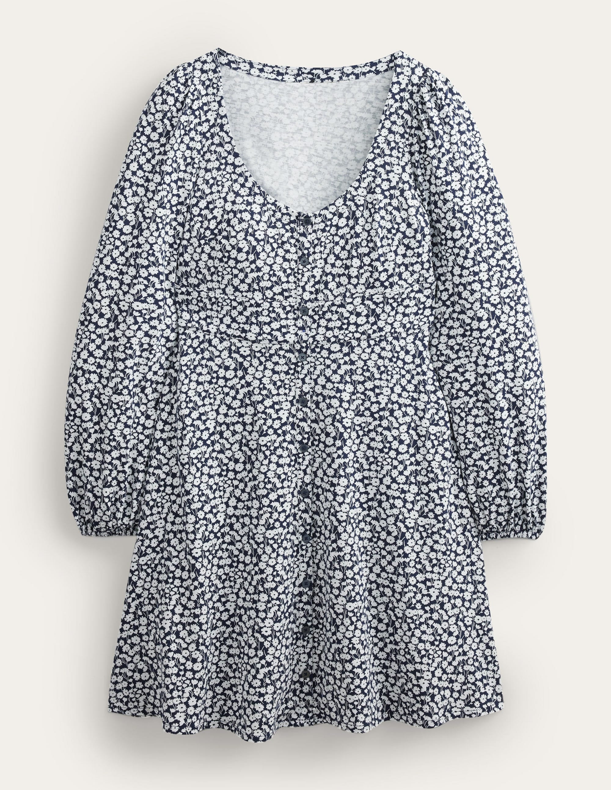 Minikleid aus Jersey mit Knopfleiste-Französisches Navy, Tulpenzweig - Image 5