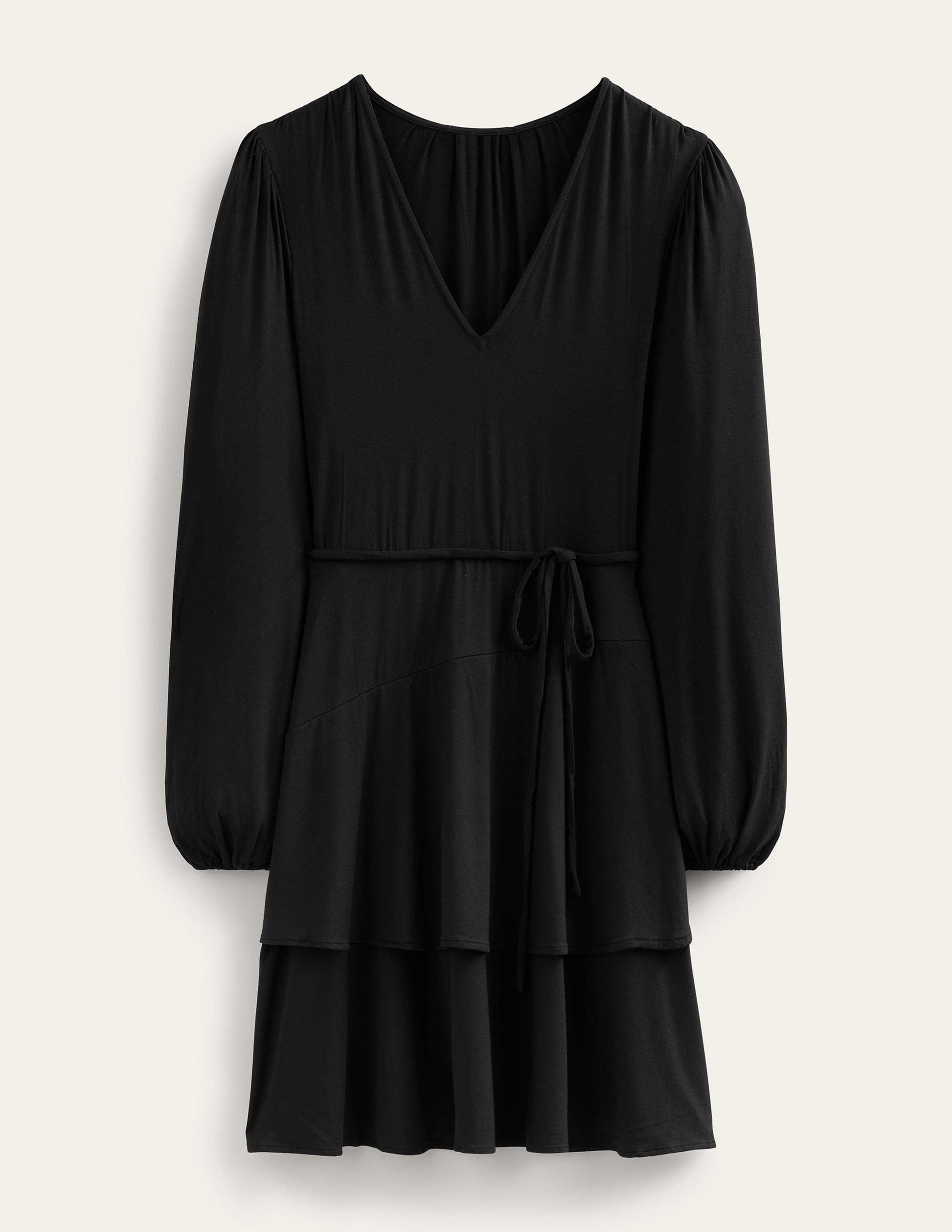 Gestuftes Jersey-Minikleid-Schwarz-6