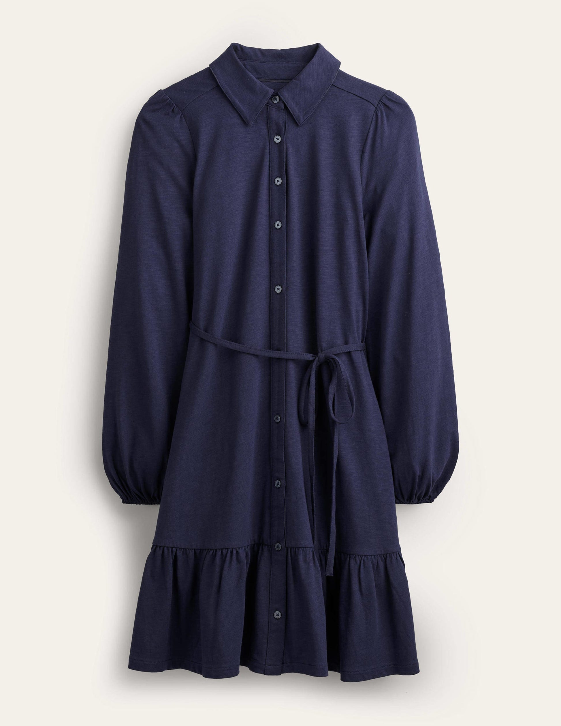 Lockeres Mini-Hemdblusenkleid mit Stufen-Marineblau-5