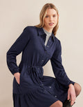Lockeres Mini-Hemdblusenkleid mit Stufen-Marineblau