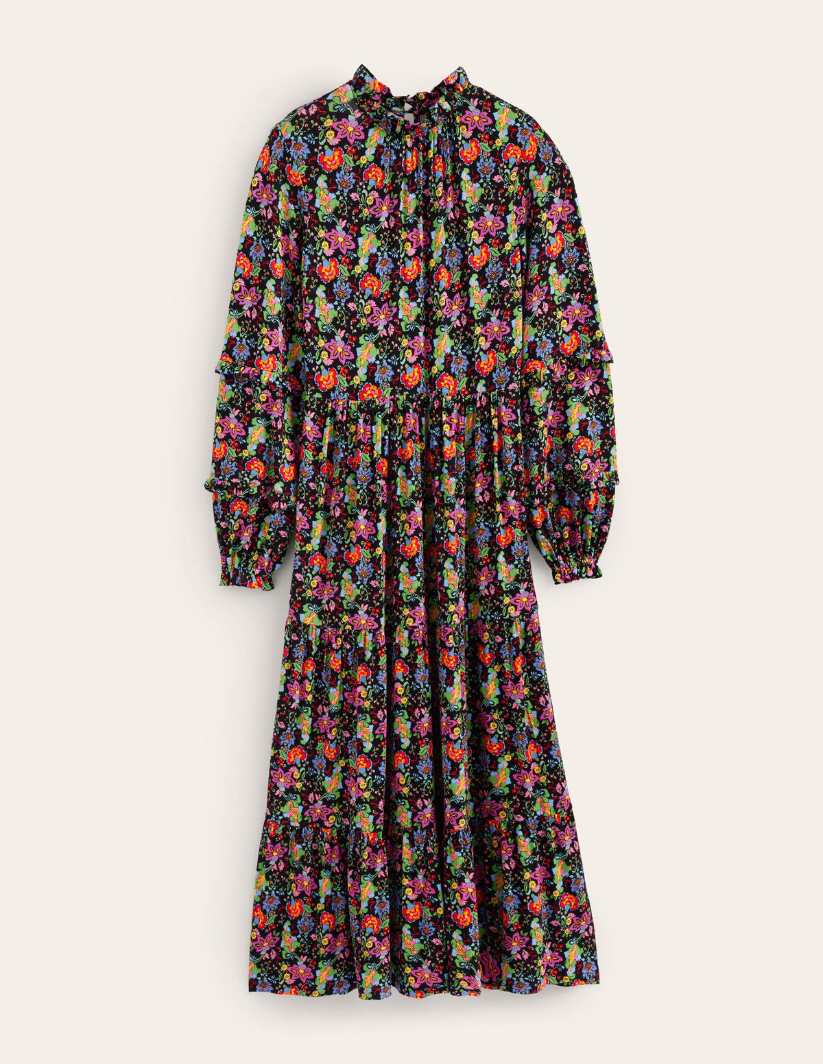 Tier Insert Midi Jersey Dress-Multi, Carnation Garden - Image 6
