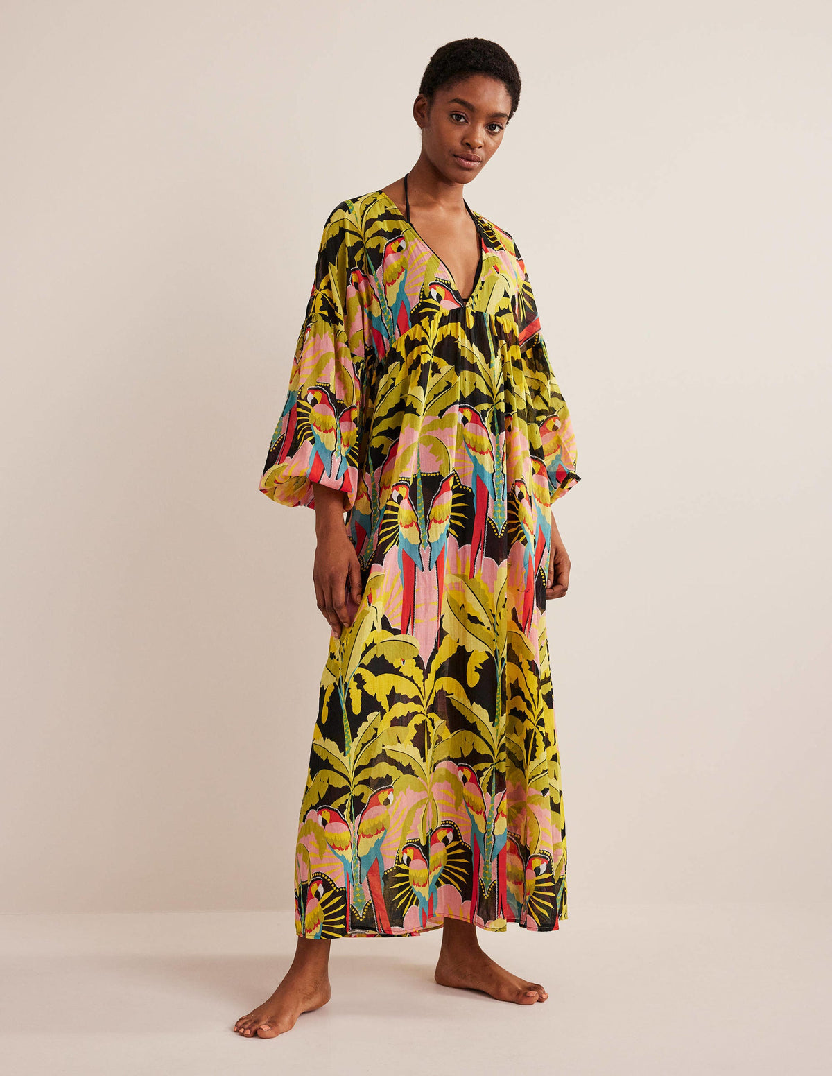 Robe longue Sarah façon caftan-Multi, motif Paradise Parrot - Image 1
