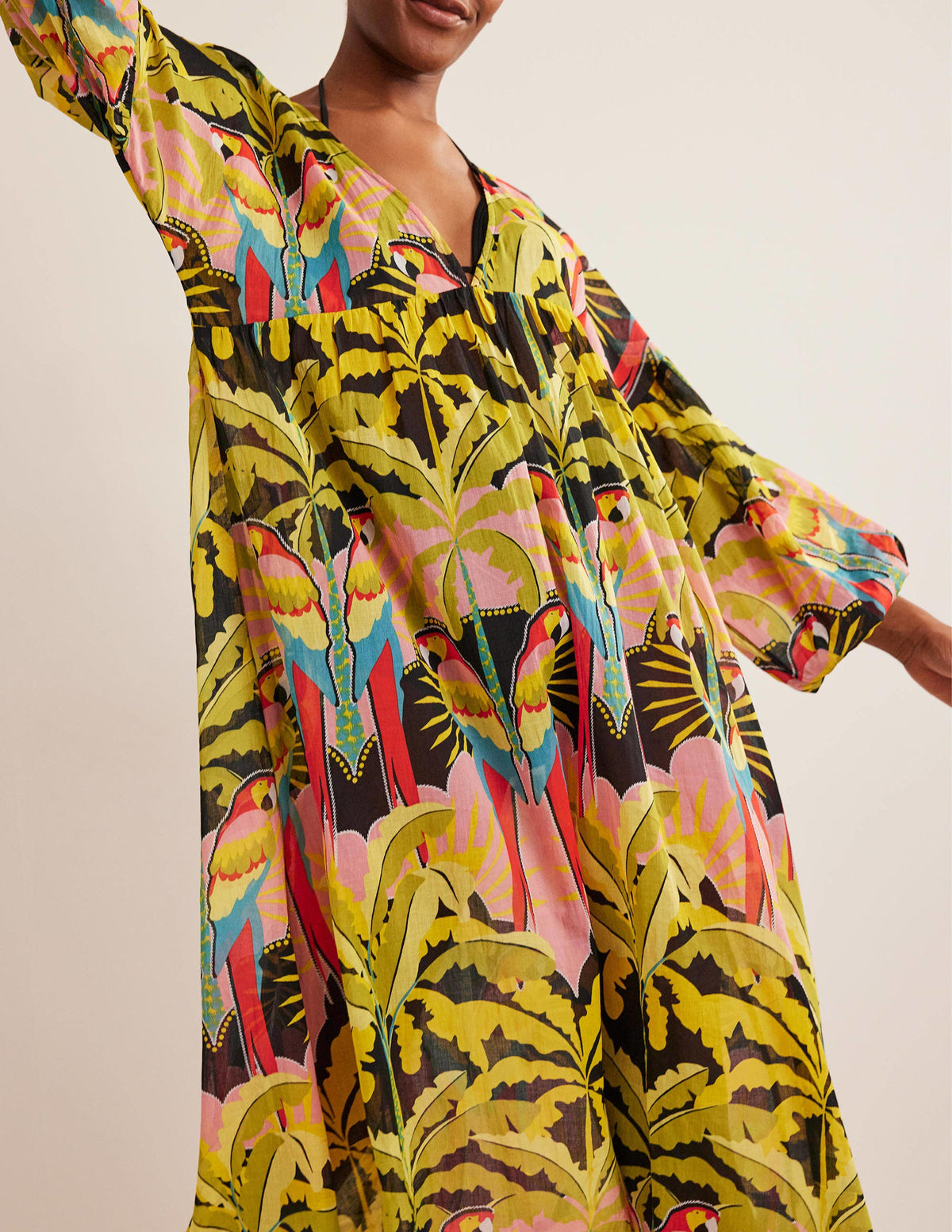 Robe longue Sarah façon caftan-Multi, motif Paradise Parrot - Image 4