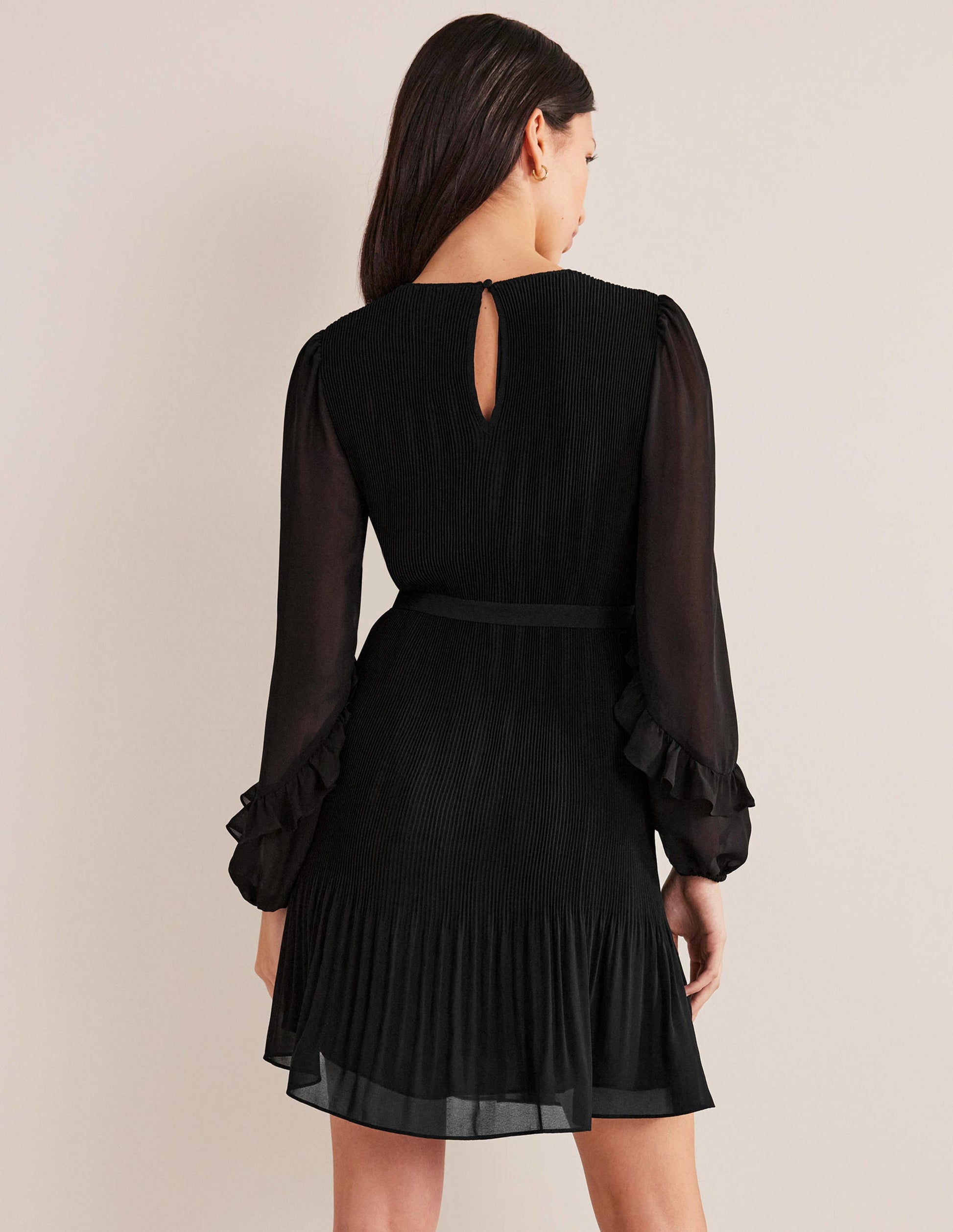 Plissiertes Minikleid-Schwarz-3