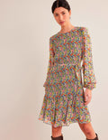 Plissiertes Minikleid-Bunt, Nelkengarten