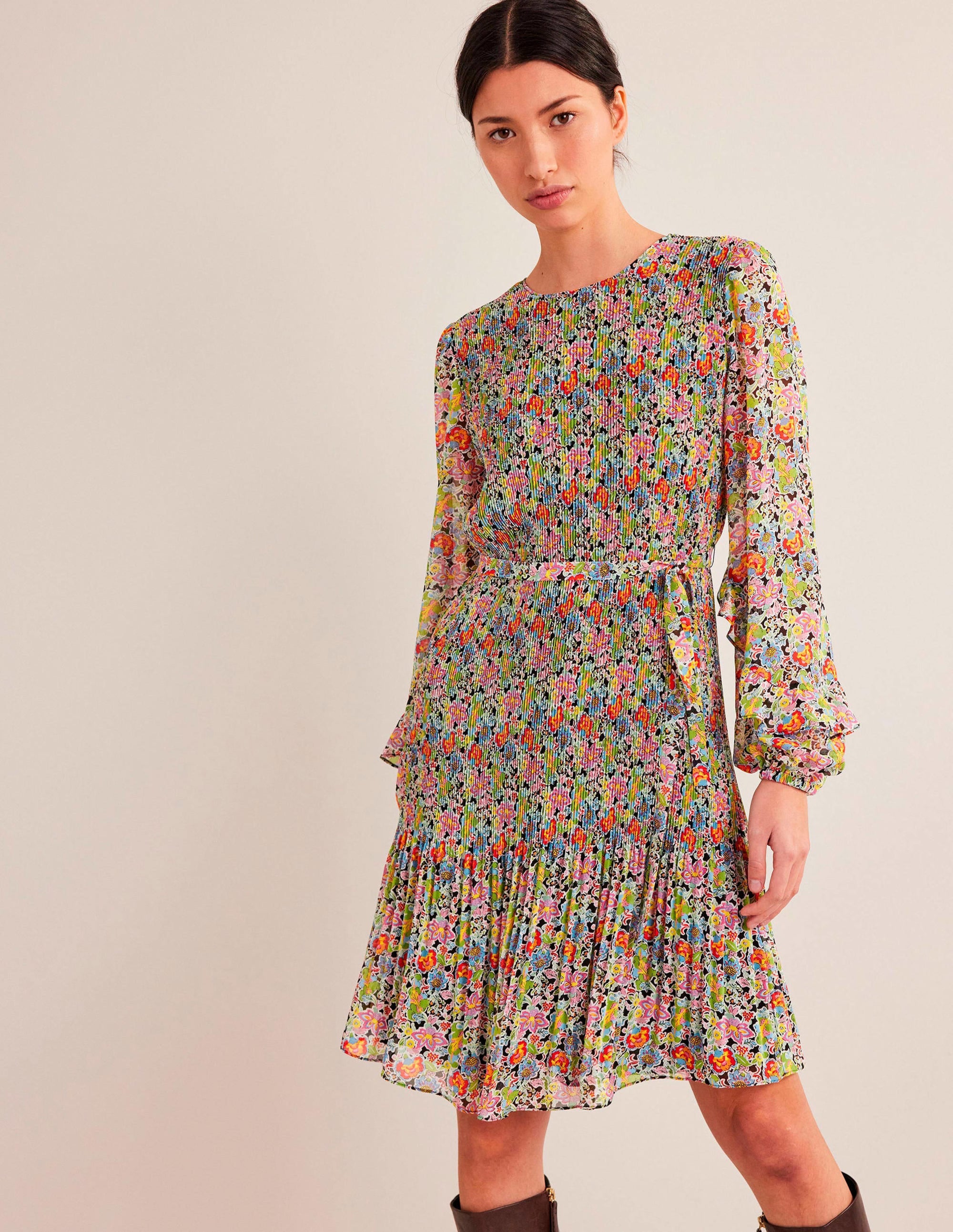 Plissiertes Minikleid-Bunt, Nelkengarten - Image 1