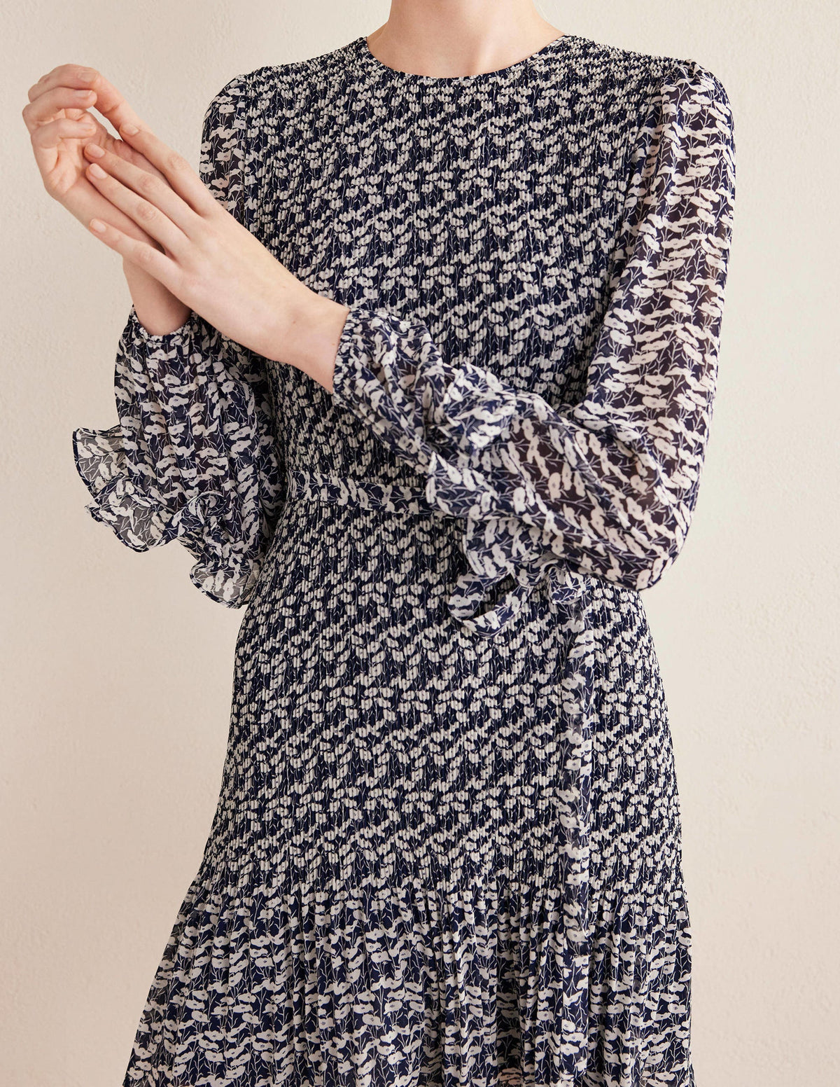 Plisse Mini Dress-French Navy, Poppy Vine-2