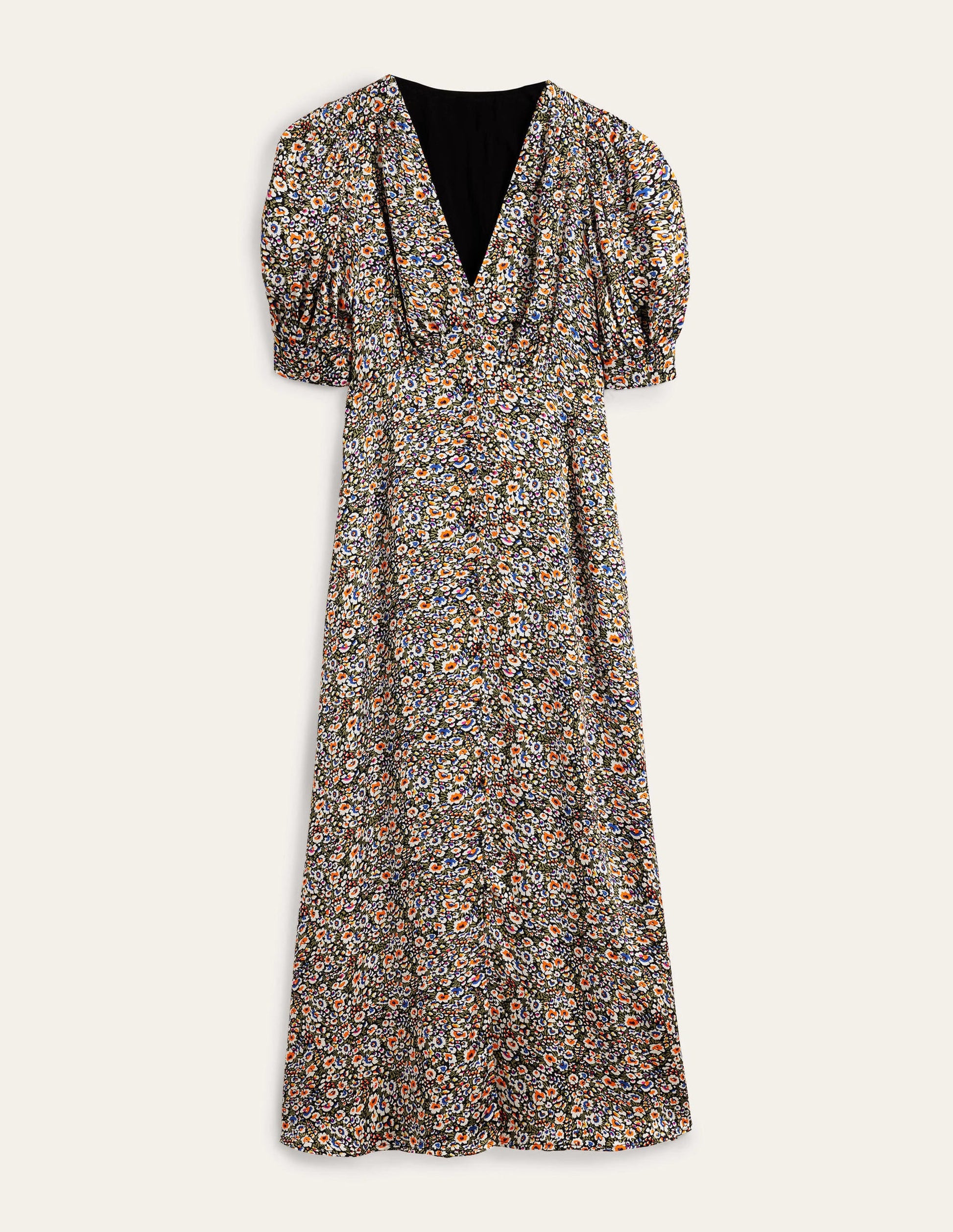 Midikleid aus Satin-Bunt, Paradiesblüten-6