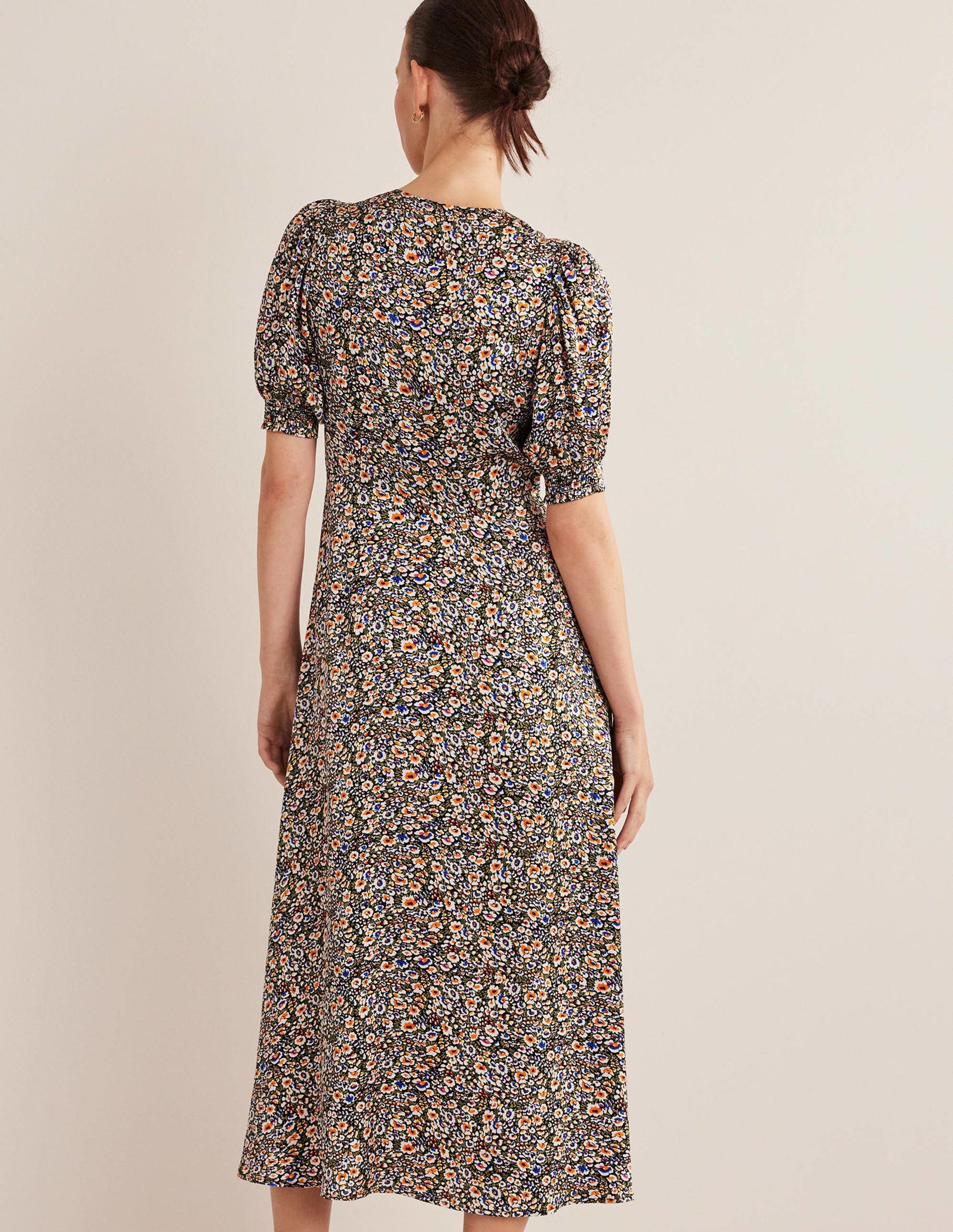 Midikleid aus Satin-Bunt, Paradiesblüten-3