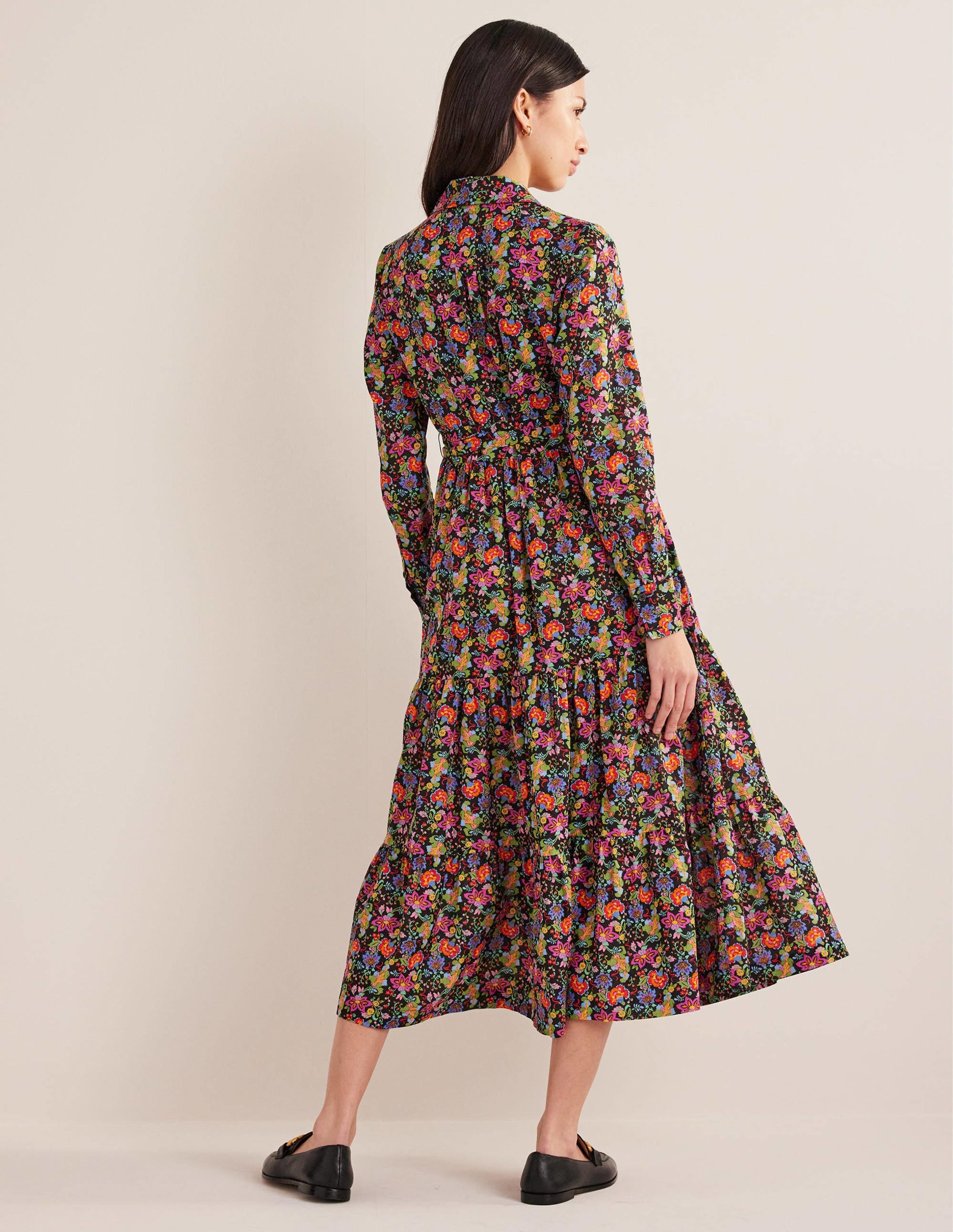 Flo Midi-Hemdblusenkleid aus Baumwolle-Schwarz, Nelkengarten - Image 3