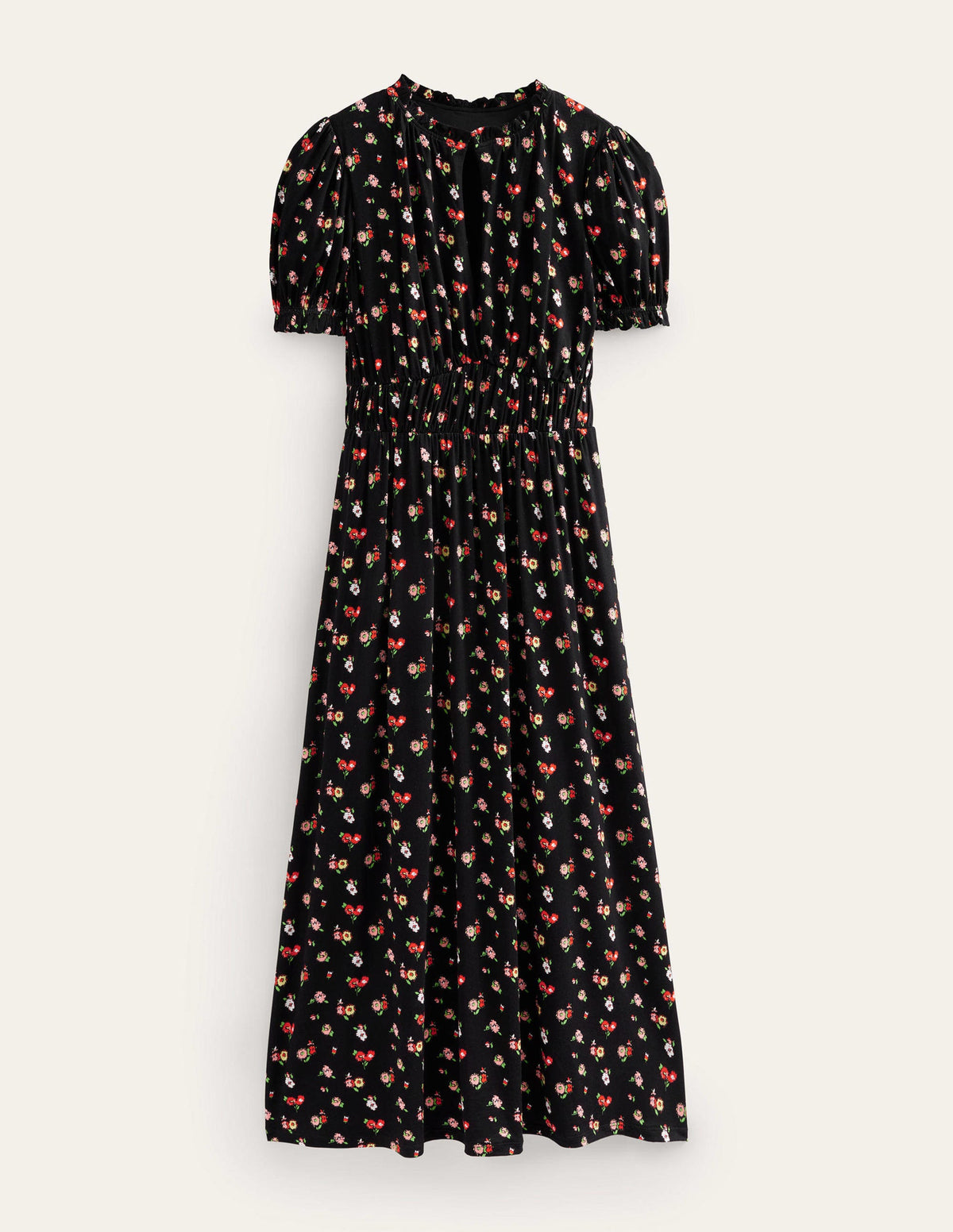 Rosanna Midi-Teekleid aus Jersey-Schwarz, Zierliche Zweige - Image 5