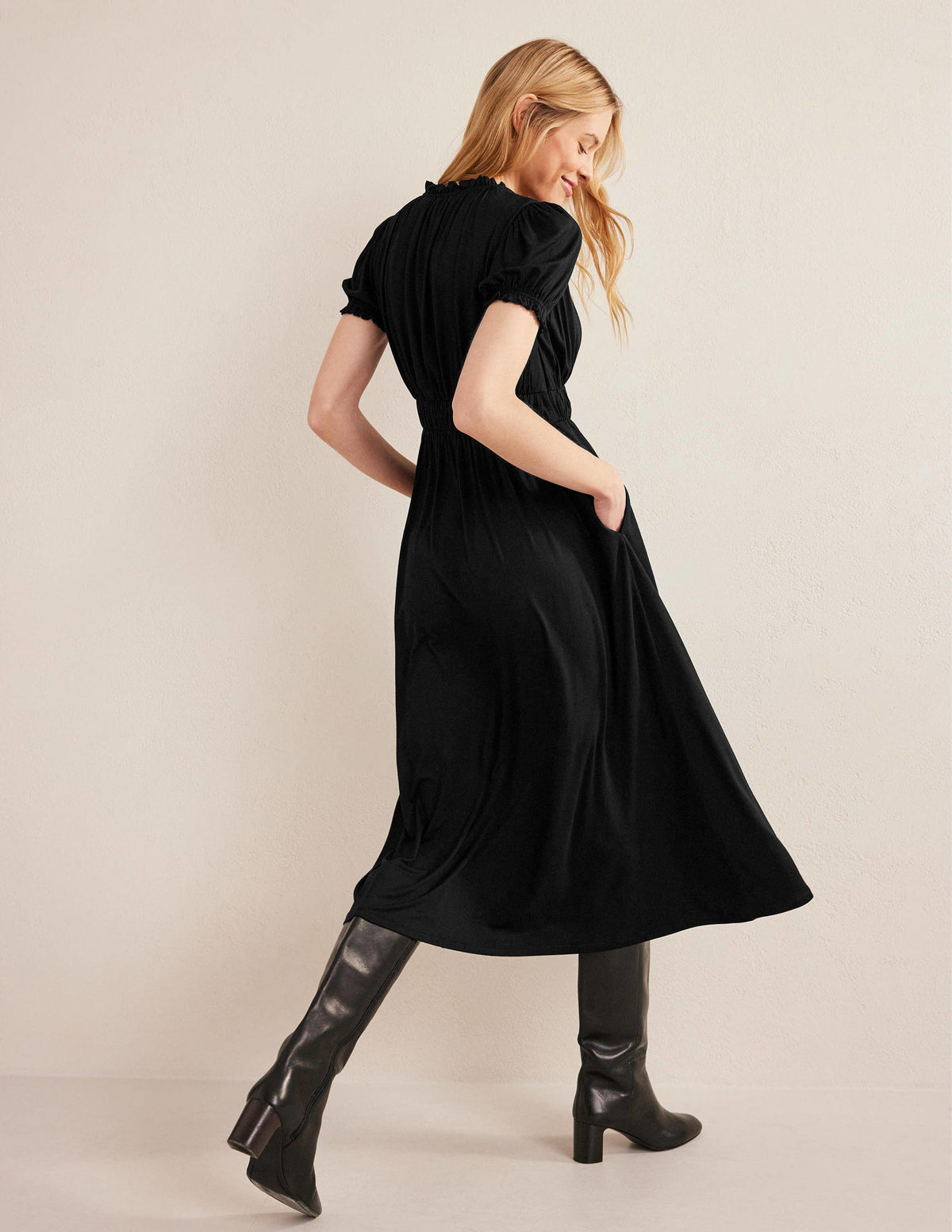 Rosanna Midi-Teekleid aus Jersey-Schwarz - Image 3