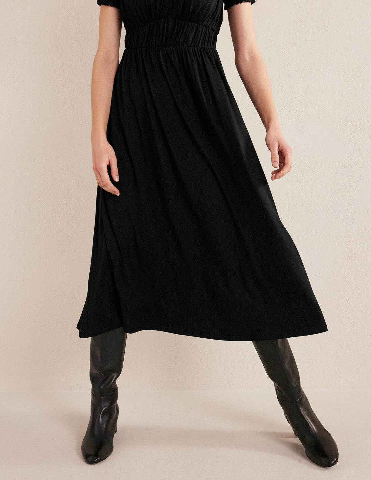 Rosanna Midi-Teekleid aus Jersey-Schwarz-4