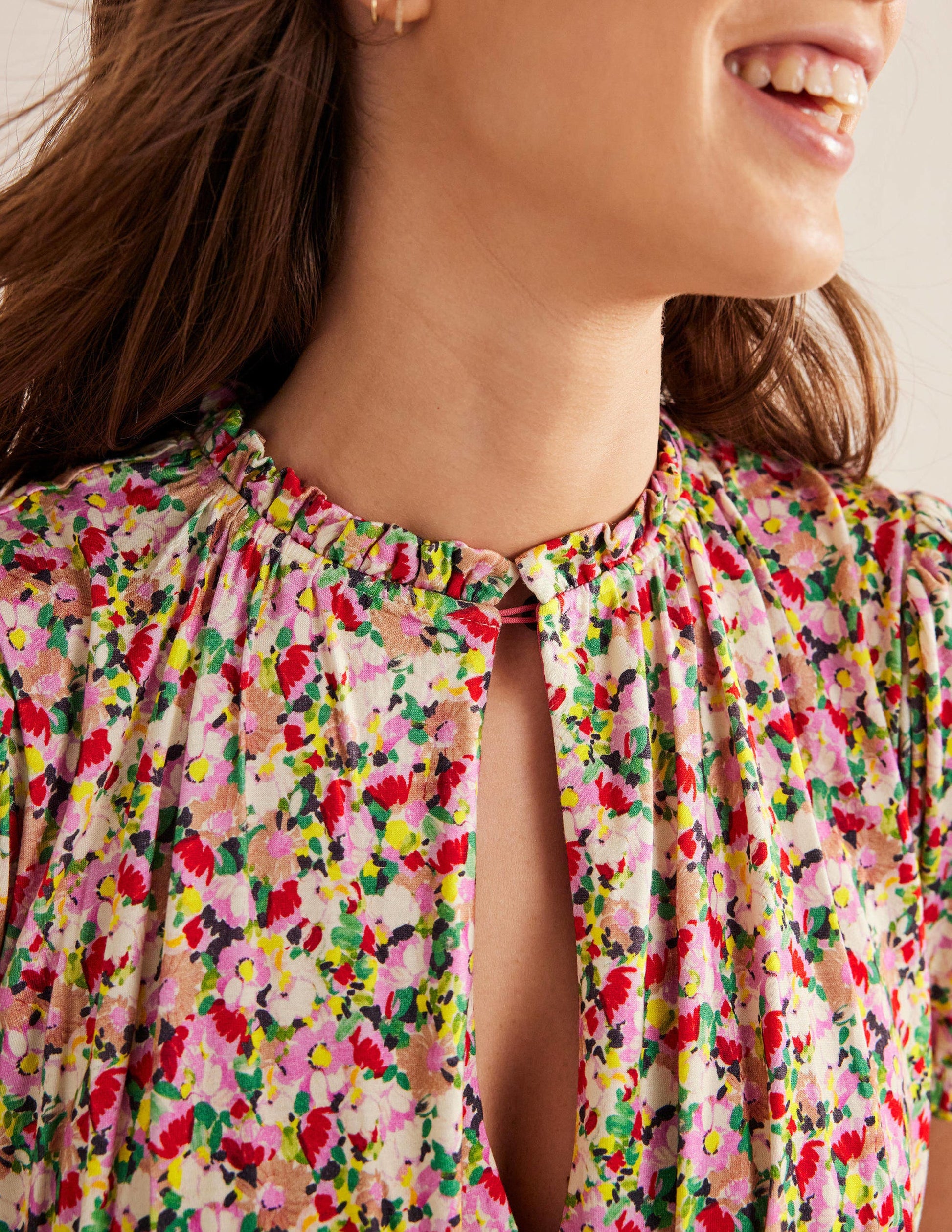 Rosanna Midi-Teekleid aus Jersey-Bunt, Gemaltes Blumenmuster-2